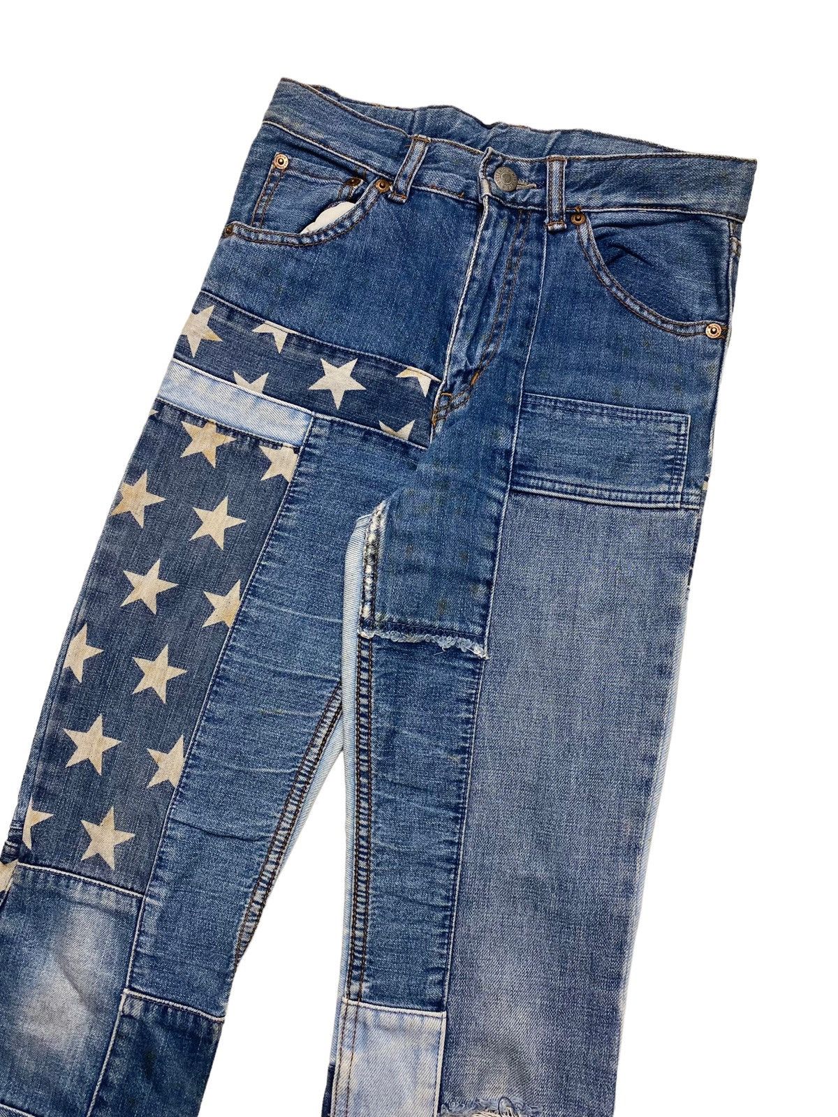 Hysteric Glamour 1990s Hysteric Mini - Patchwork Star Denim Pants Size 24" / US 00 / IT 34 - 1 Thumbnail