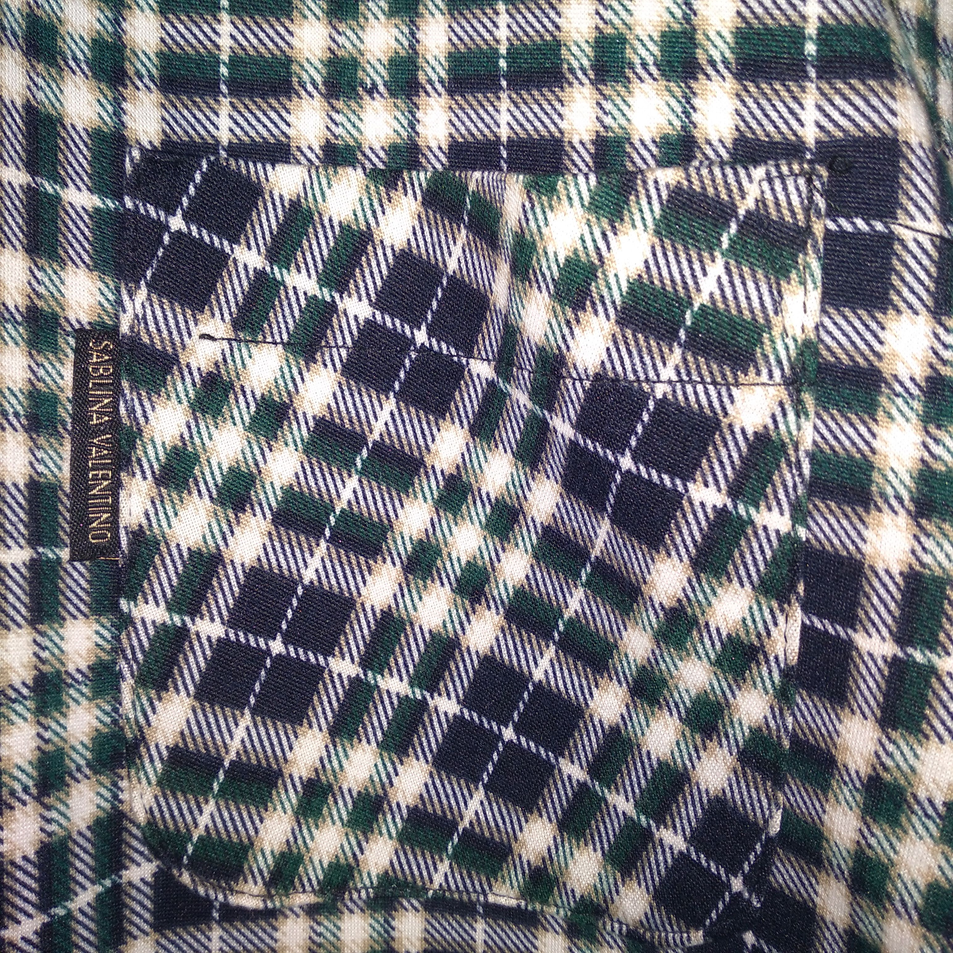 Designer × Vintage Sablina Valentino Checkerboard Full Buttons Winter Shirts Size US L / EU 52-54 / 3 - 4 Thumbnail