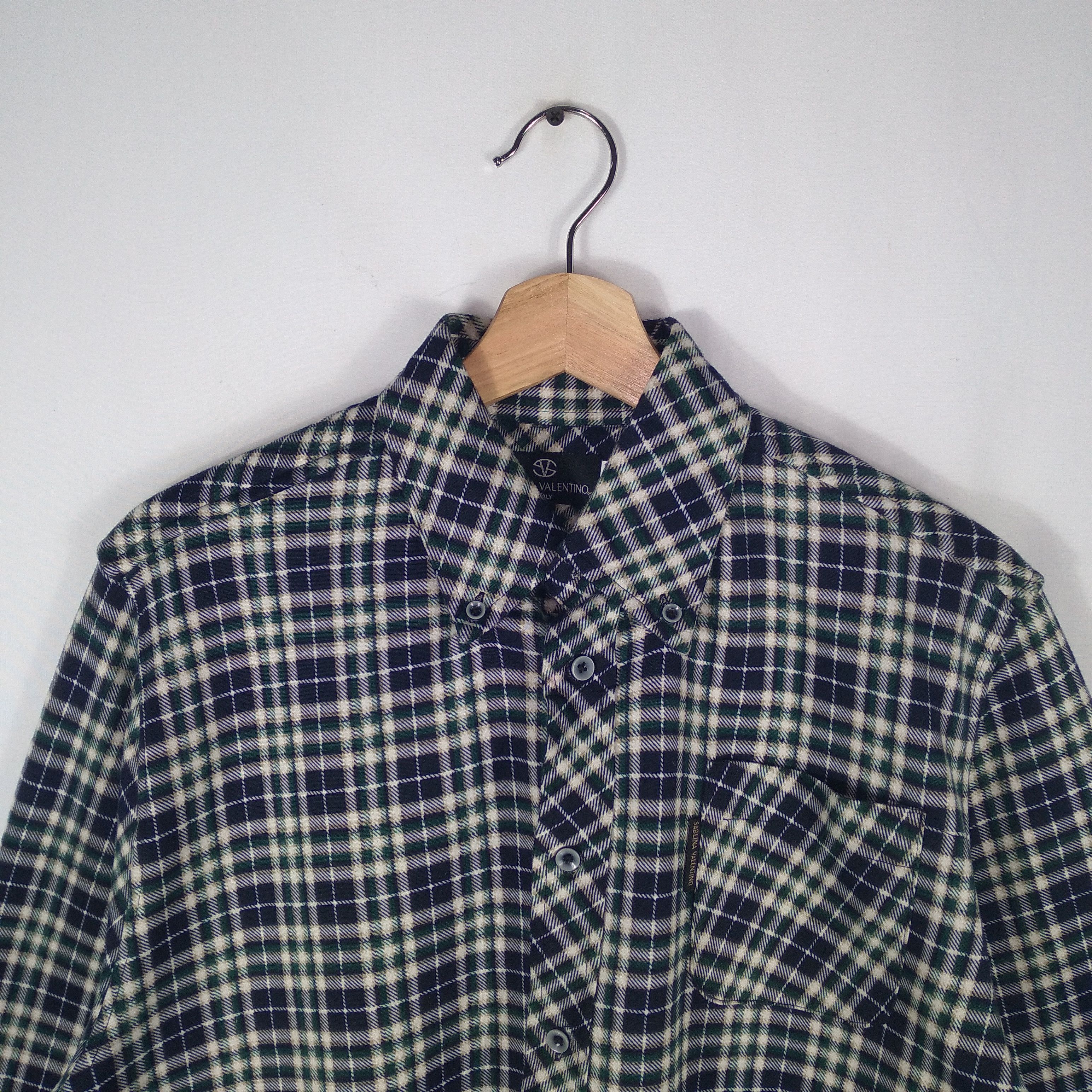 Designer × Vintage Sablina Valentino Checkerboard Full Buttons Winter Shirts Size US L / EU 52-54 / 3 - 2 Thumbnail