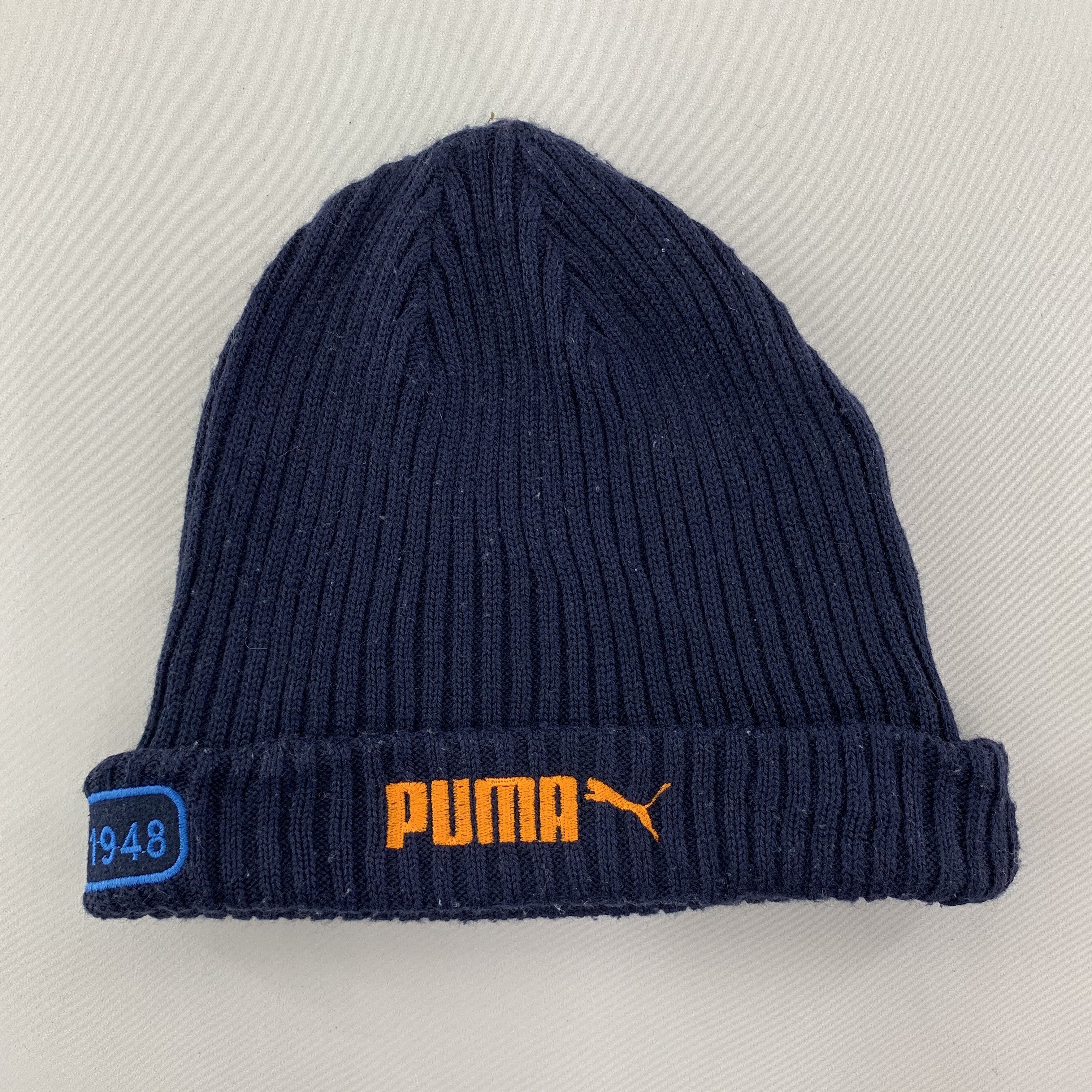 Puma × Vintage Puma Beanie Navy Blue Size ONE SIZE - 1 Thumbnail