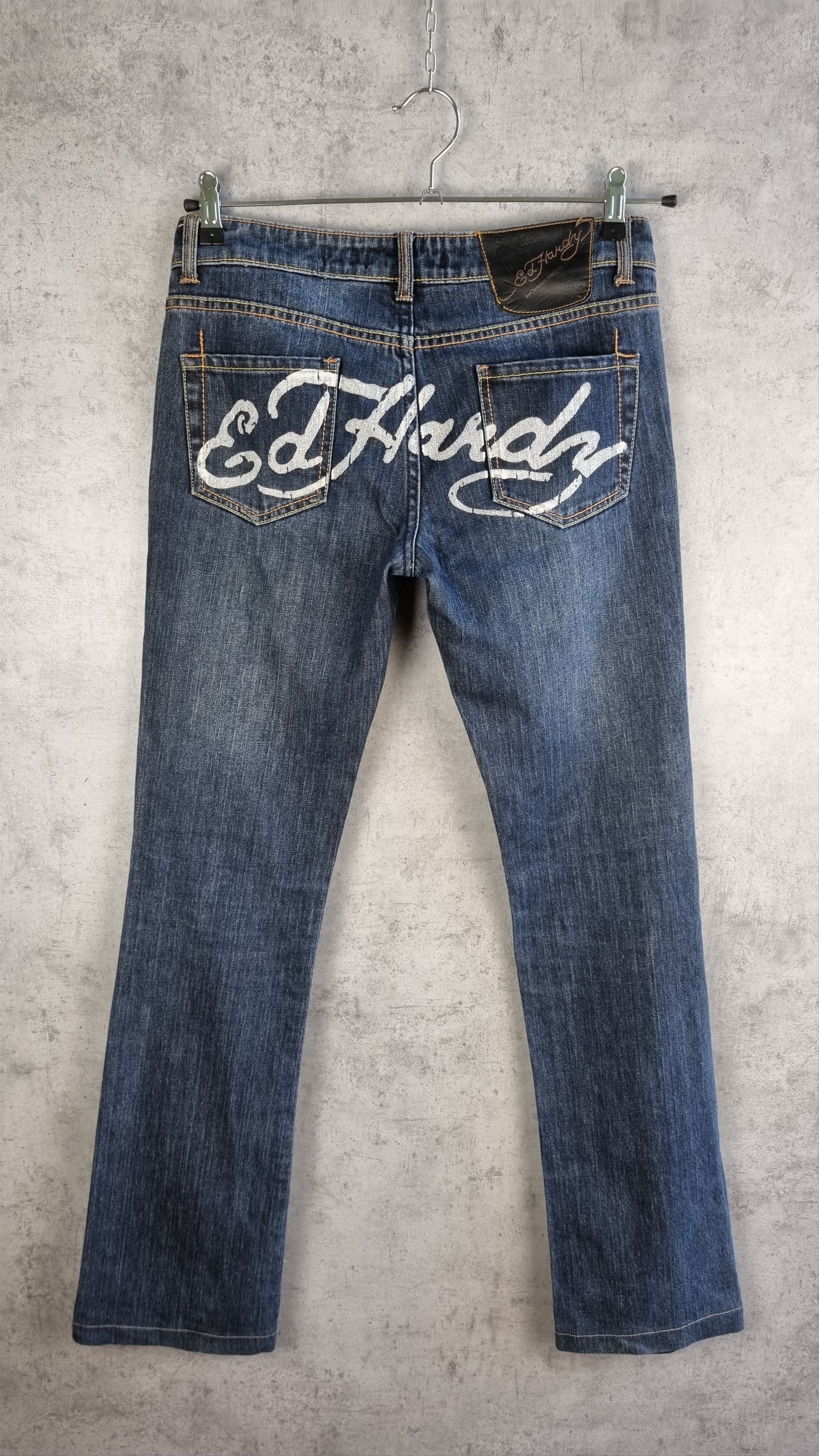 Christian Audigier × Ed Hardy Rare Size 90s Ed Hardy Big Logo Denim Jeans Size 27" / US 4 / IT 40 - 5 Thumbnail