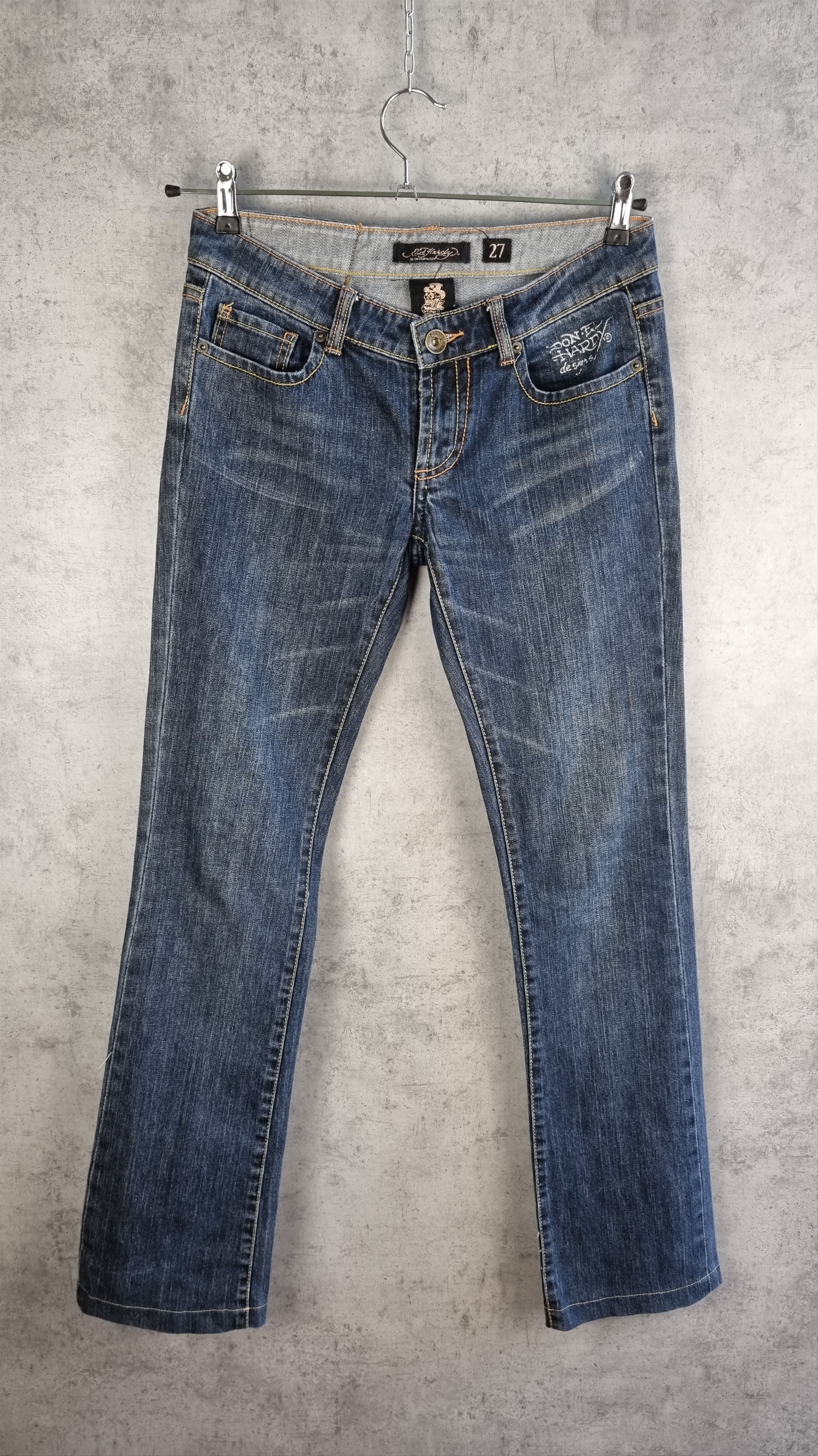 Christian Audigier × Ed Hardy Rare Size 90s Ed Hardy Big Logo Denim Jeans Size 27" / US 4 / IT 40 - 10 Thumbnail
