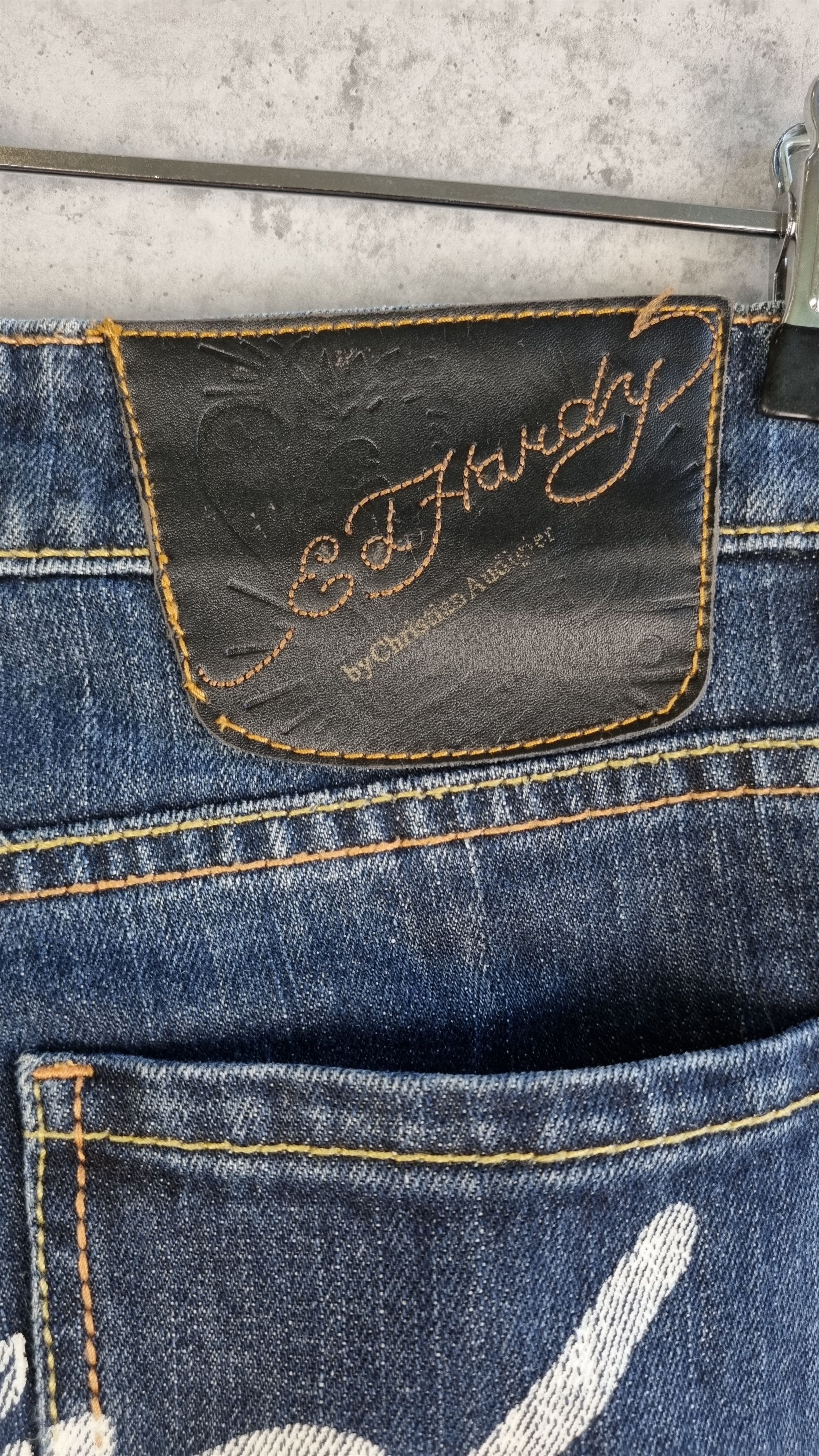 Christian Audigier × Ed Hardy Rare Size 90s Ed Hardy Big Logo Denim Jeans Size 27" / US 4 / IT 40 - 4 Thumbnail