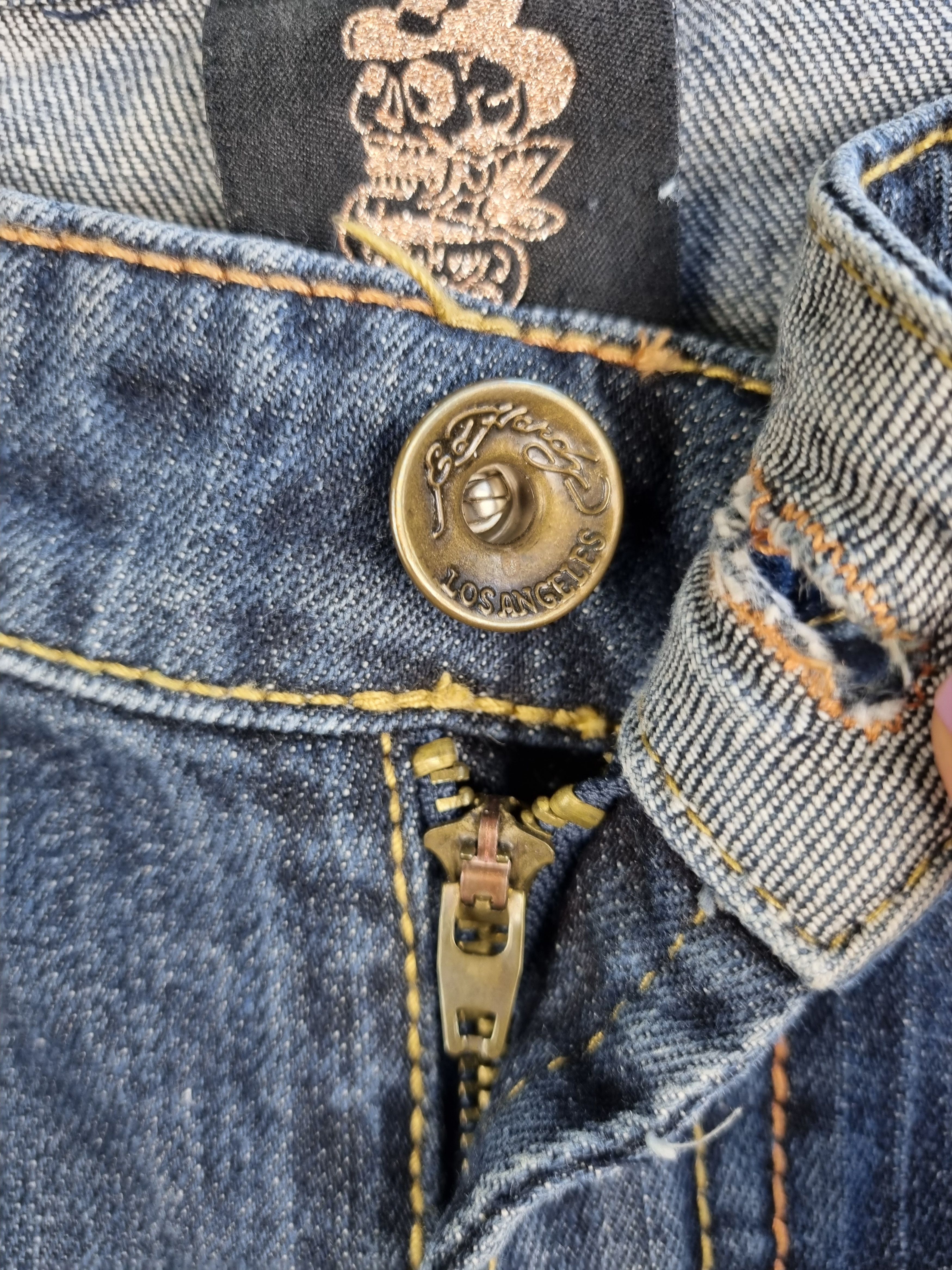 Christian Audigier × Ed Hardy Rare Size 90s Ed Hardy Big Logo Denim Jeans Size 27" / US 4 / IT 40 - 8 Thumbnail