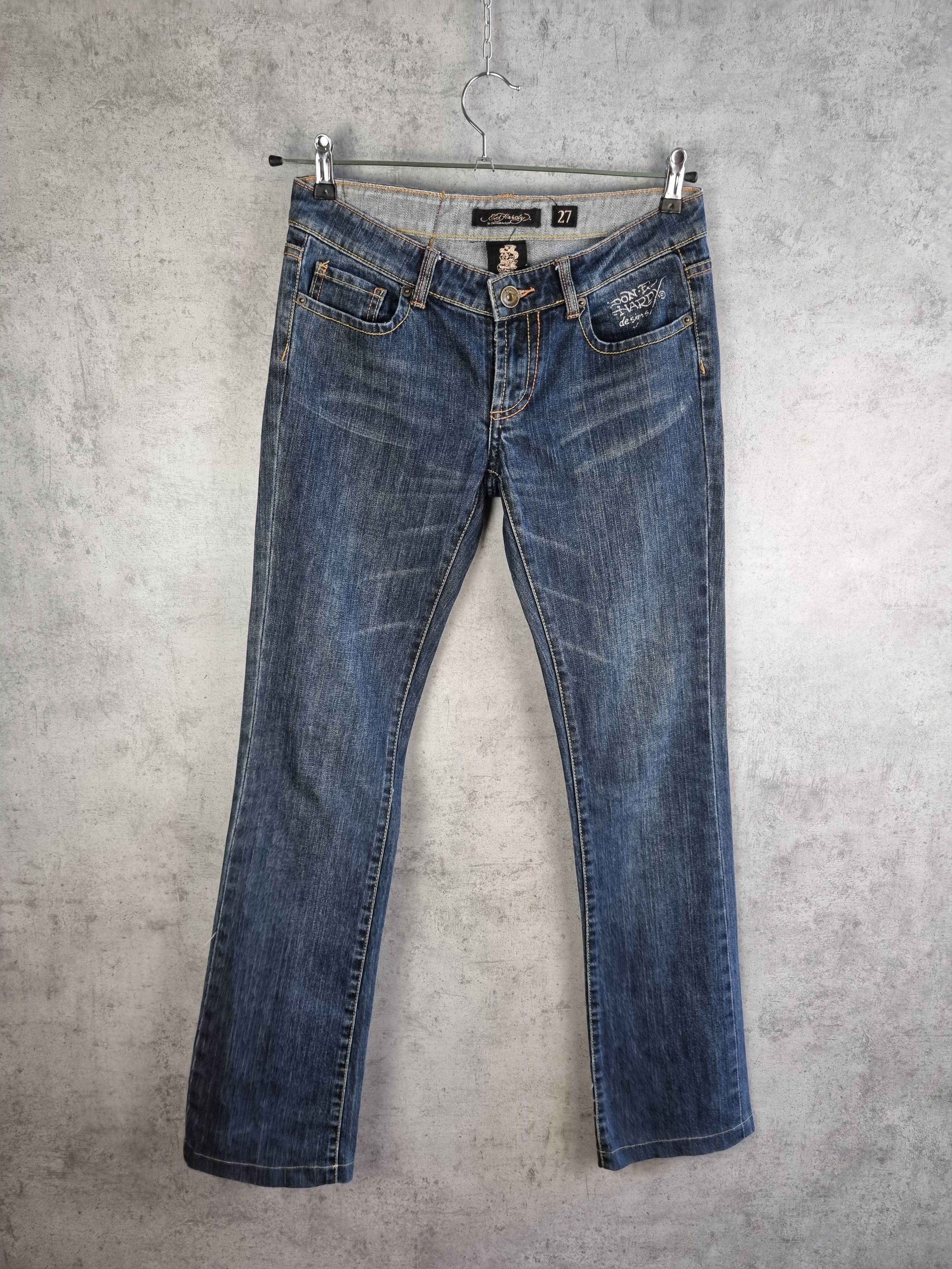 Christian Audigier × Ed Hardy Rare Size 90s Ed Hardy Big Logo Denim Jeans Size 27" / US 4 / IT 40 - 2 Thumbnail