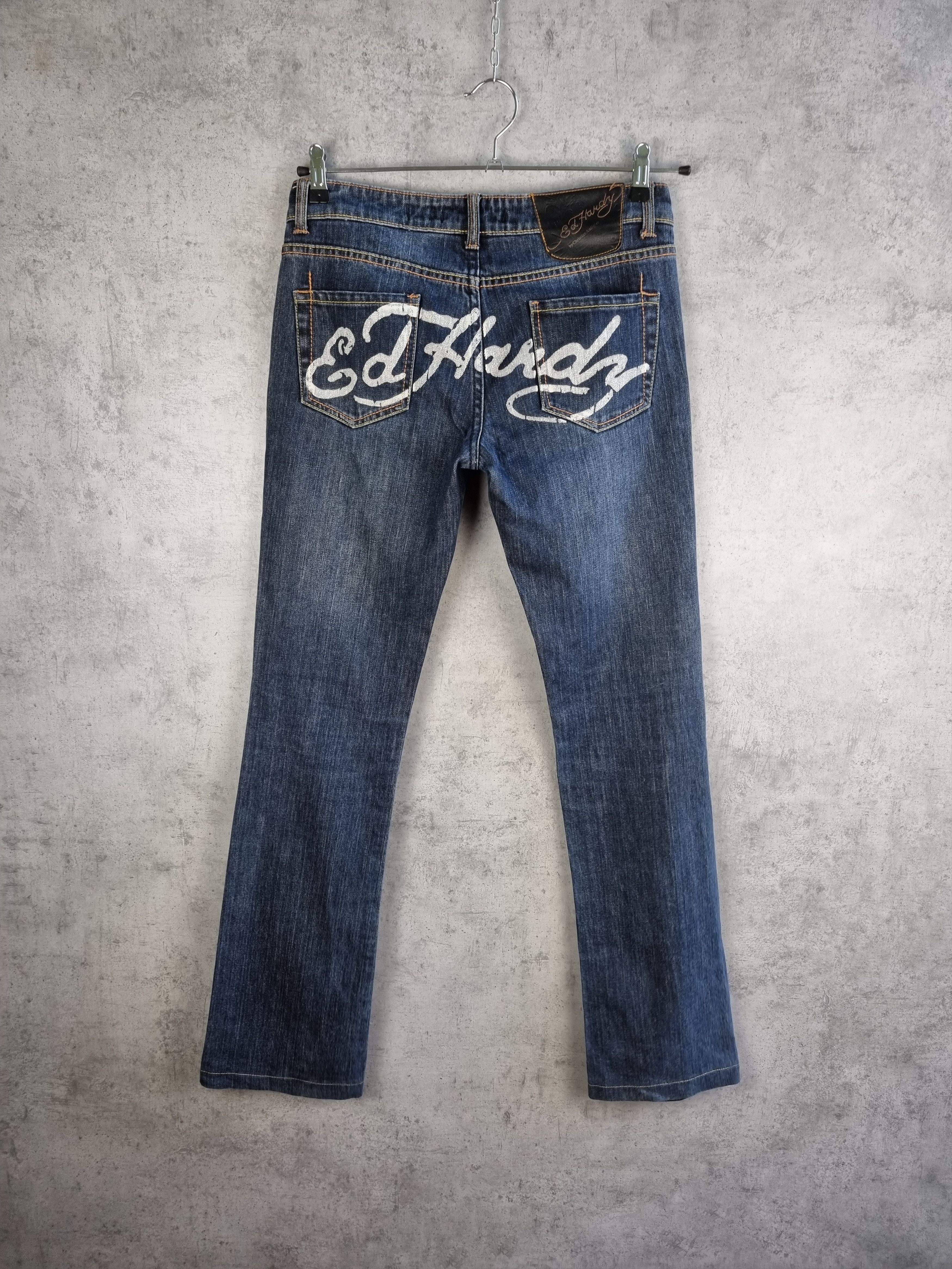 Christian Audigier × Ed Hardy Rare Size 90s Ed Hardy Big Logo Denim Jeans Size 27" / US 4 / IT 40 - 1 Thumbnail