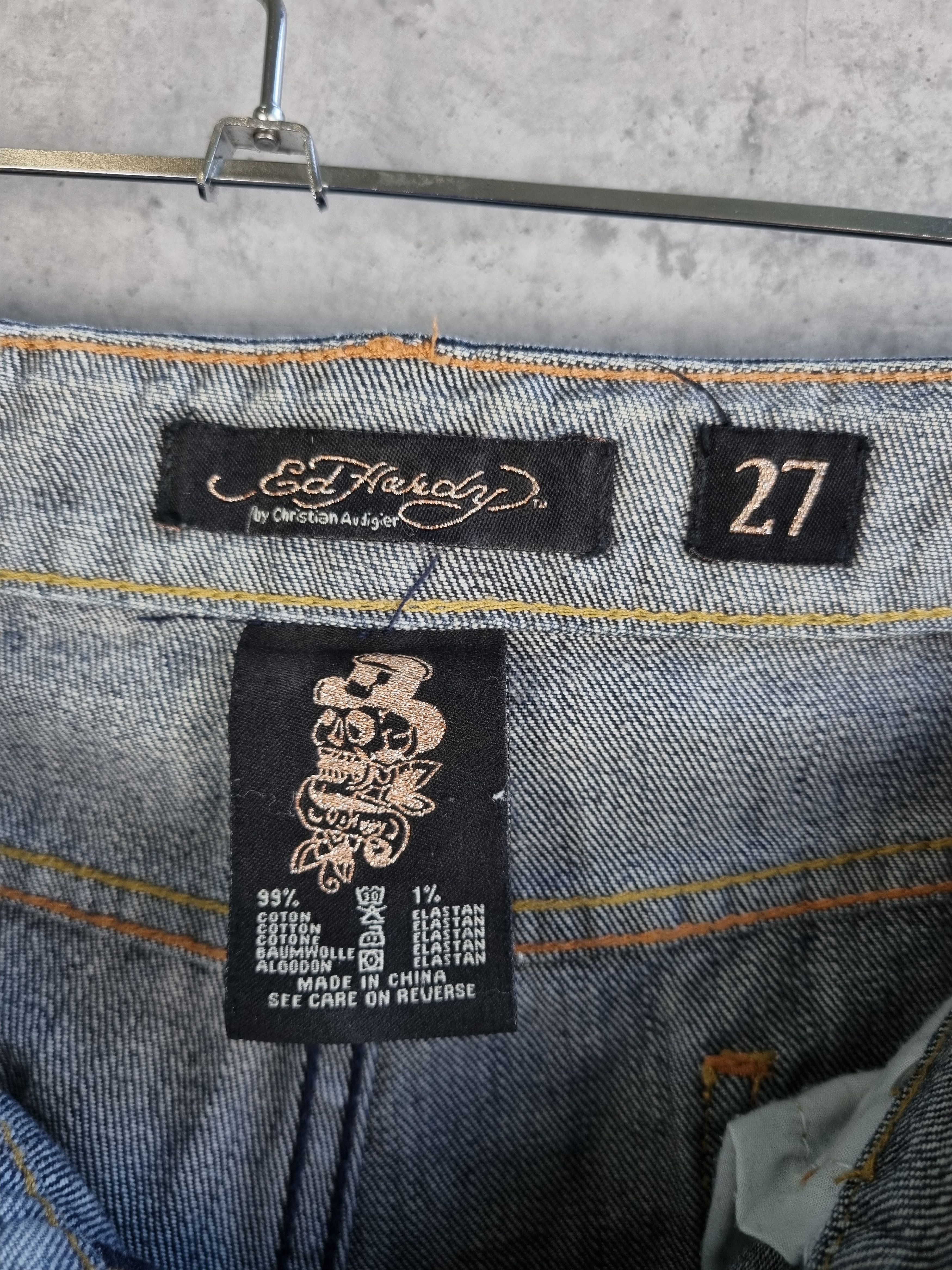 Christian Audigier × Ed Hardy Rare Size 90s Ed Hardy Big Logo Denim Jeans Size 27" / US 4 / IT 40 - 7 Thumbnail