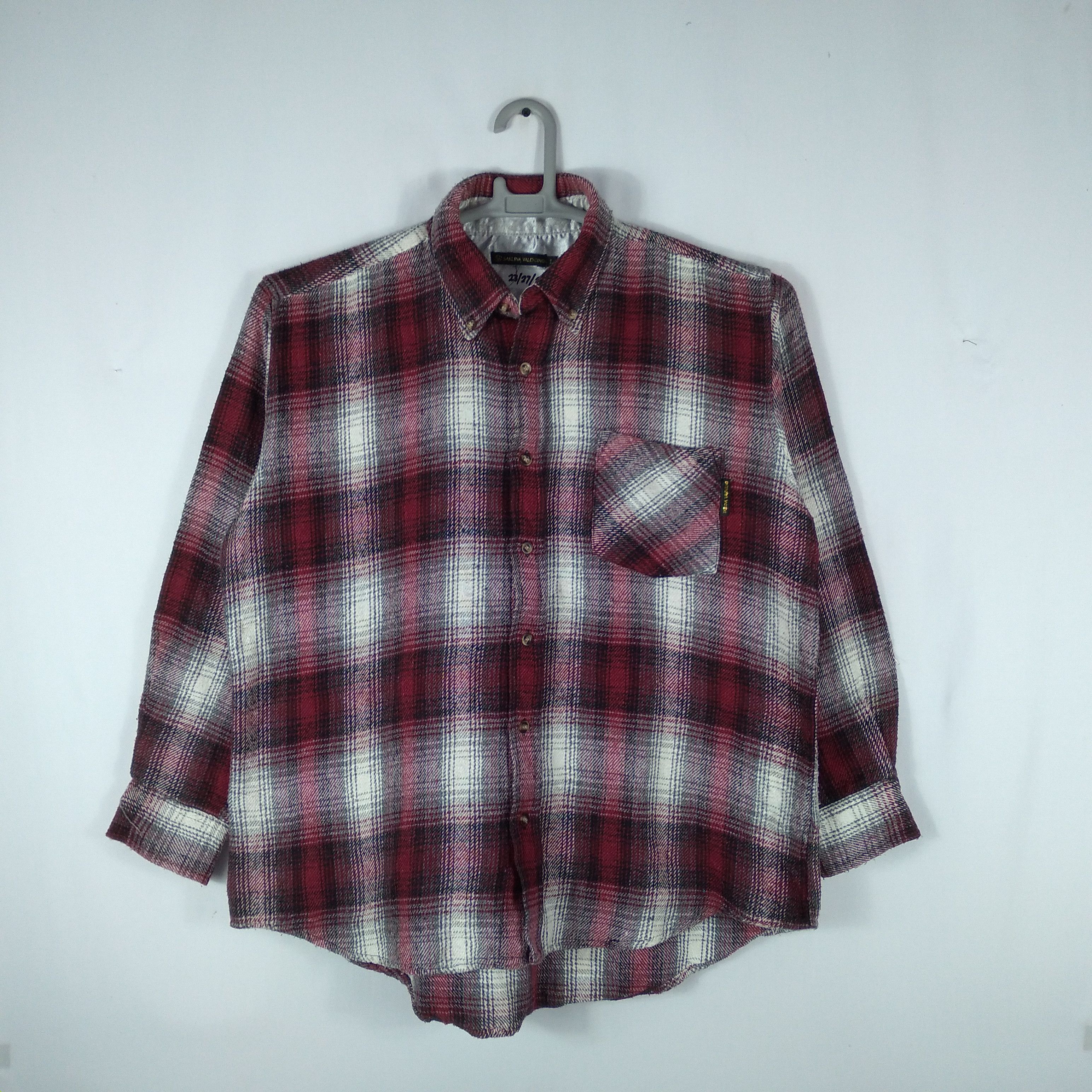 Designer × Flannel Italian Sablina Valentino Checkerboard Full Button Flannel Size US L / EU 52-54 / 3 - 1 Thumbnail