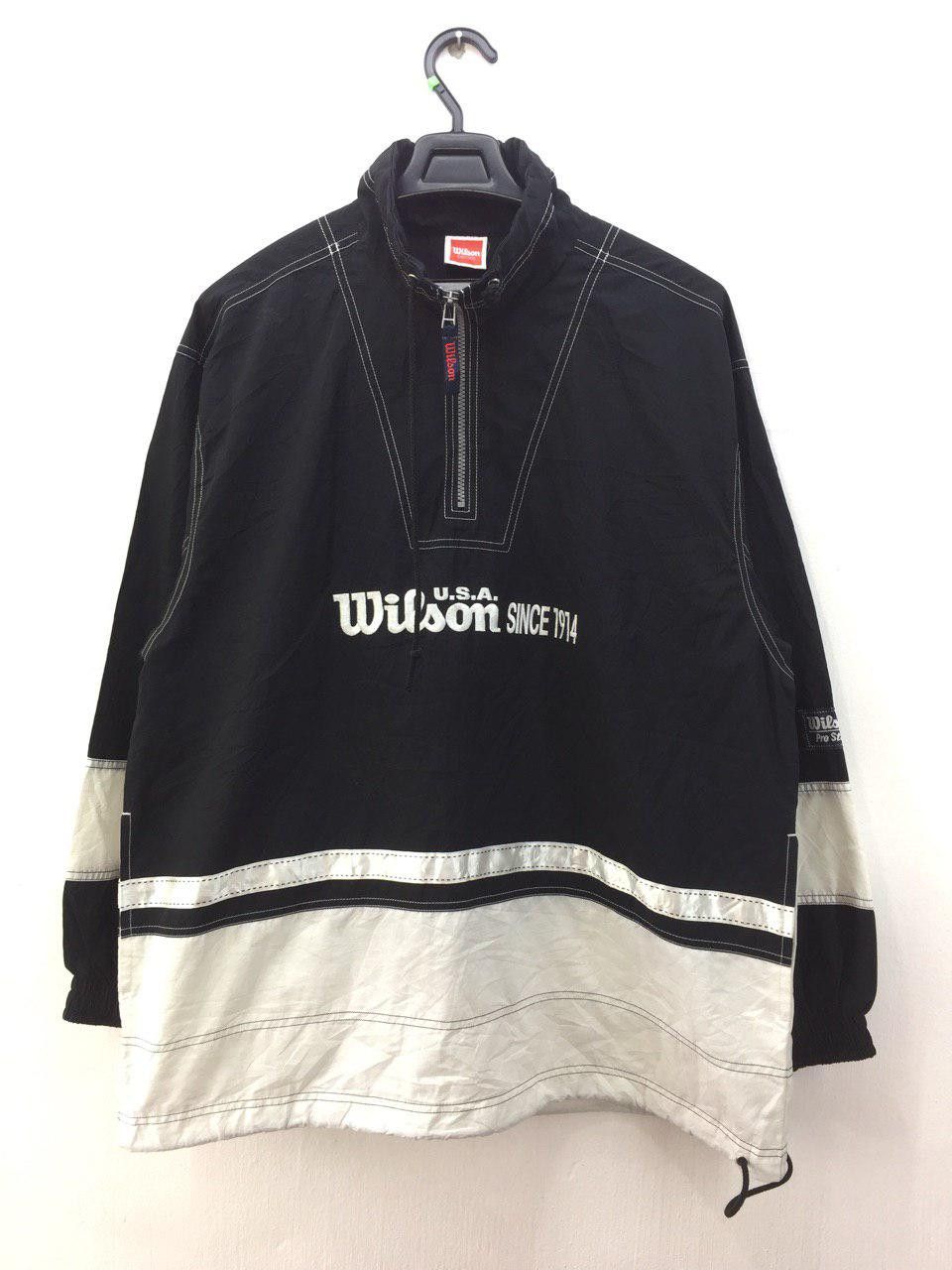 image of Vintage Wilson Spell Out Jumper Windbreaker in Black, Men's (Size Large)