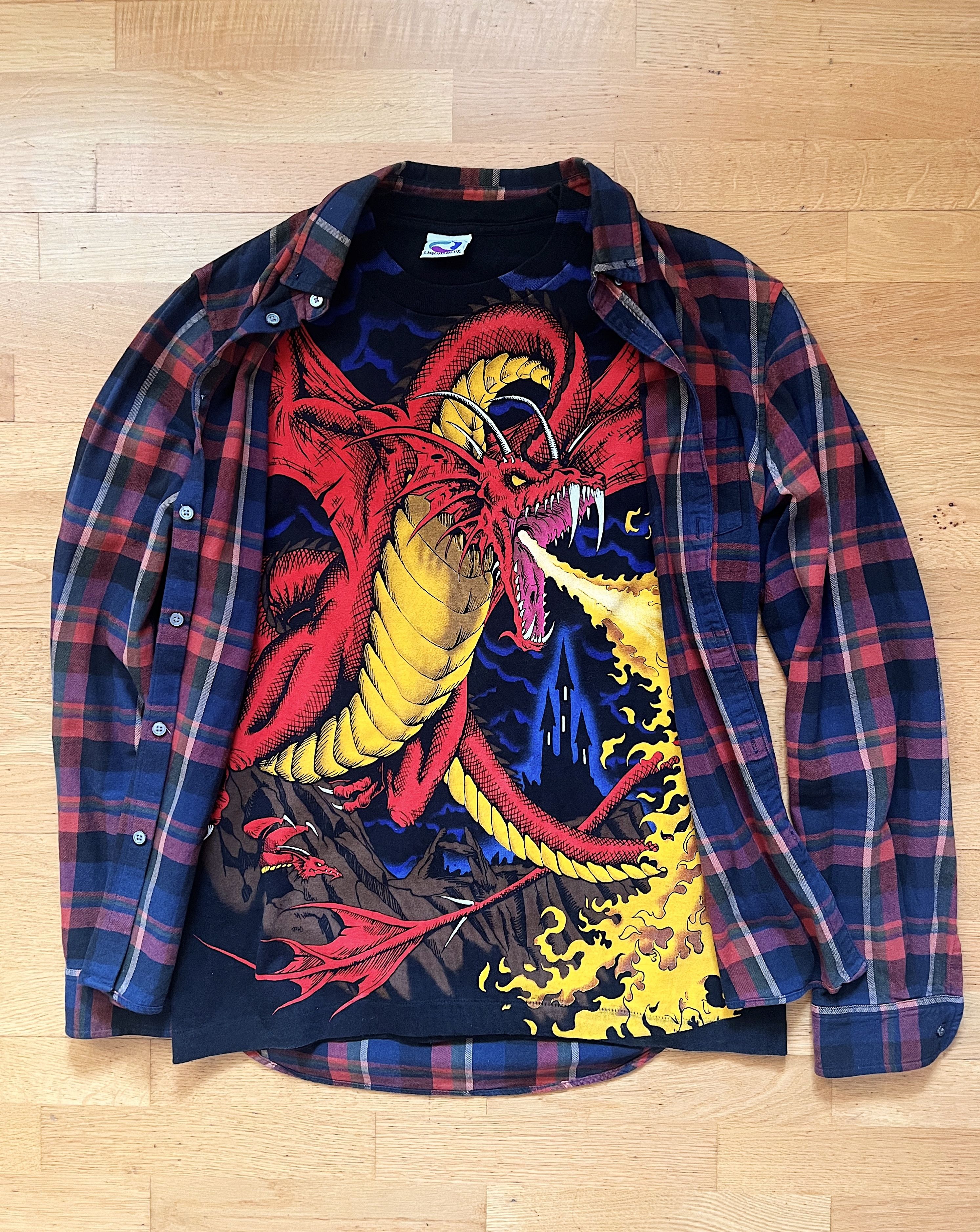 Band Tees 90s Vintage 1993 Liquid Blue Dragon Knight AOP T-Shirt Size US L / EU 52-54 / 3 - 4 Thumbnail