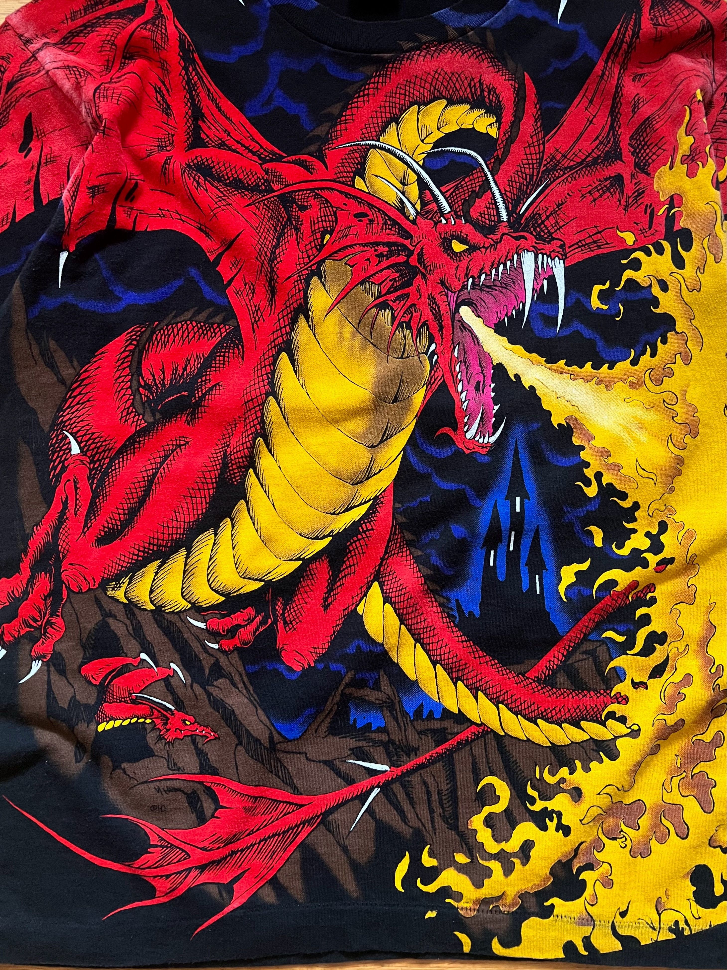 Band Tees 90s Vintage 1993 Liquid Blue Dragon Knight AOP T-Shirt Size US L / EU 52-54 / 3 - 6 Thumbnail