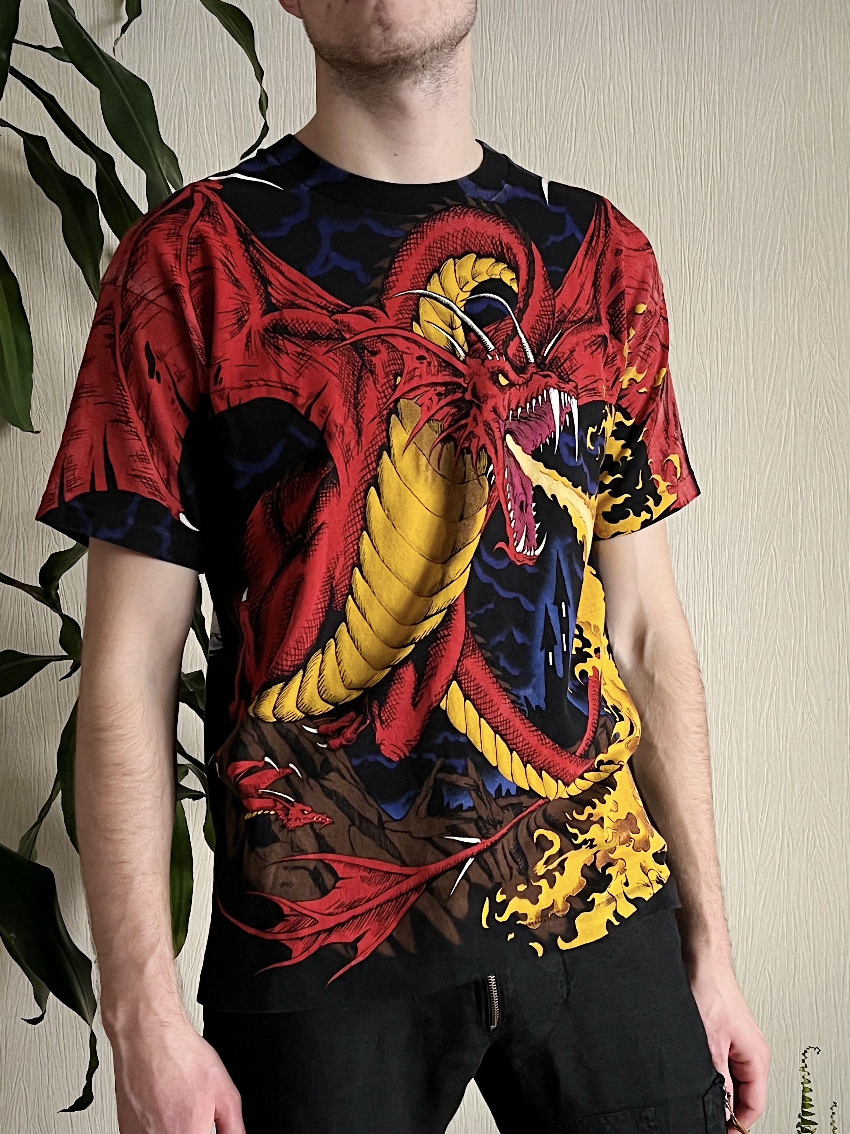 Band Tees 90s Vintage 1993 Liquid Blue Dragon Knight AOP T-Shirt Size US L / EU 52-54 / 3 - 3 Thumbnail