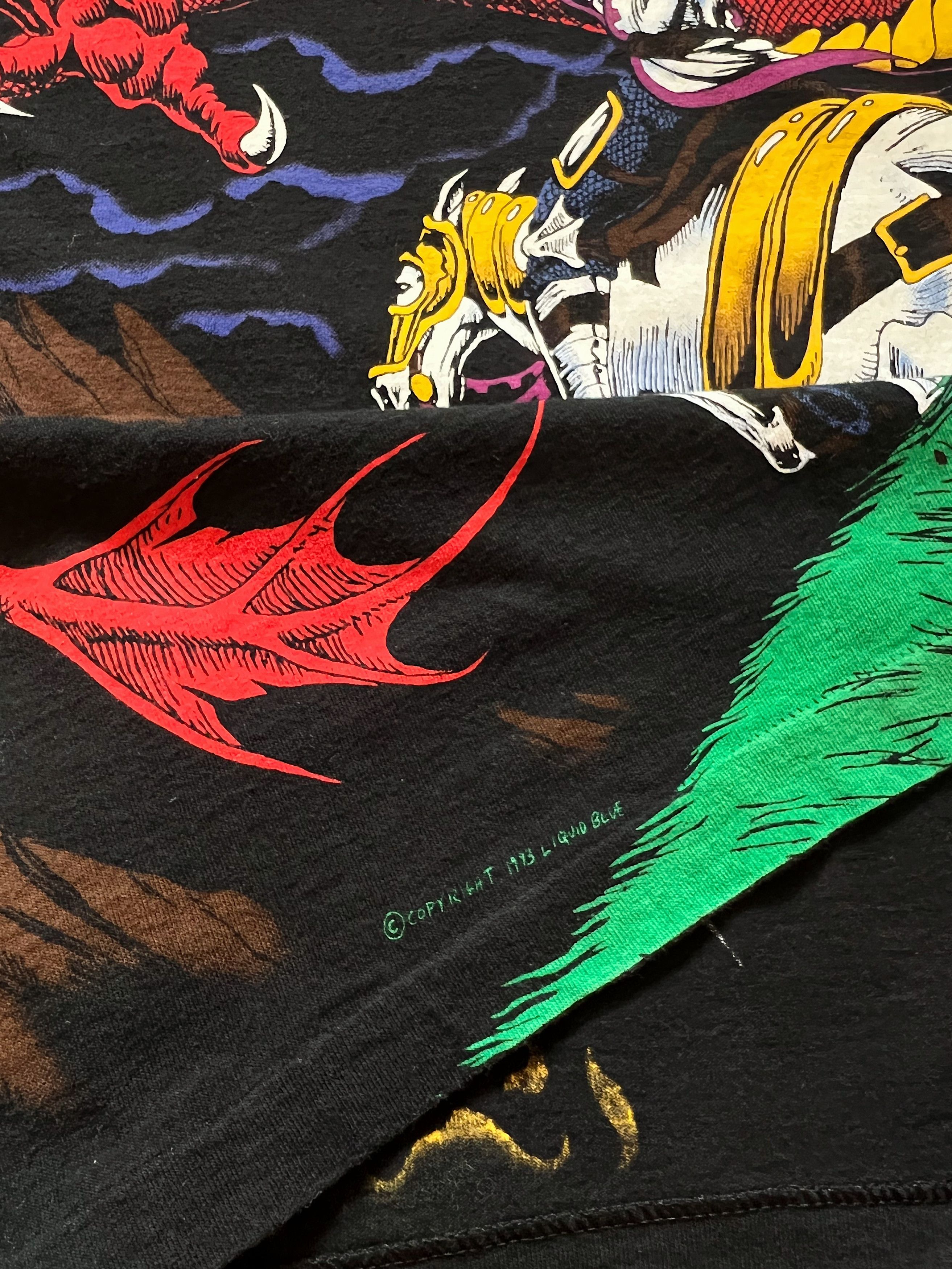 Band Tees 90s Vintage 1993 Liquid Blue Dragon Knight AOP T-Shirt Size US L / EU 52-54 / 3 - 10 Thumbnail