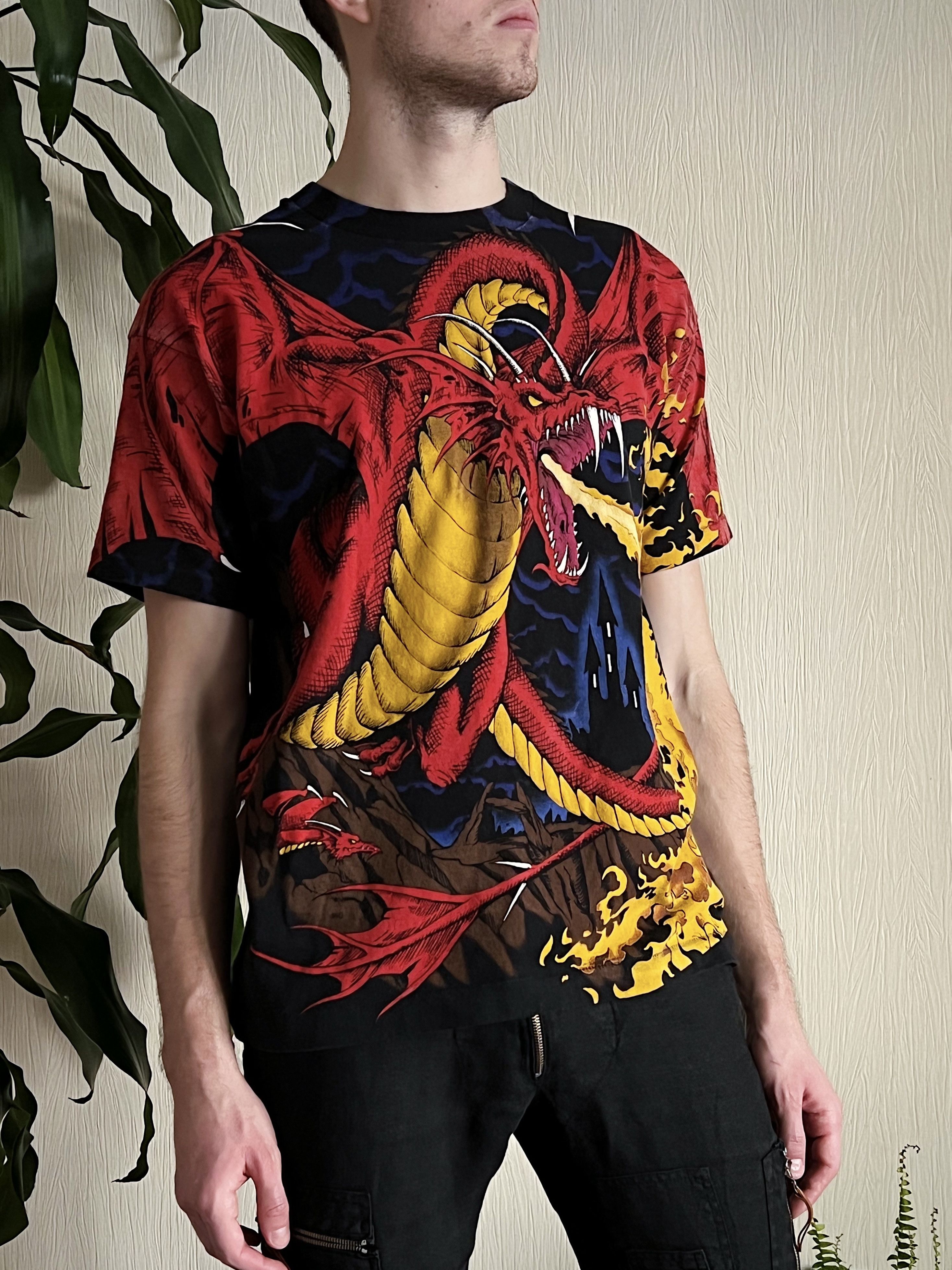 Band Tees 90s Vintage 1993 Liquid Blue Dragon Knight AOP T-Shirt Size US L / EU 52-54 / 3 - 5 Thumbnail