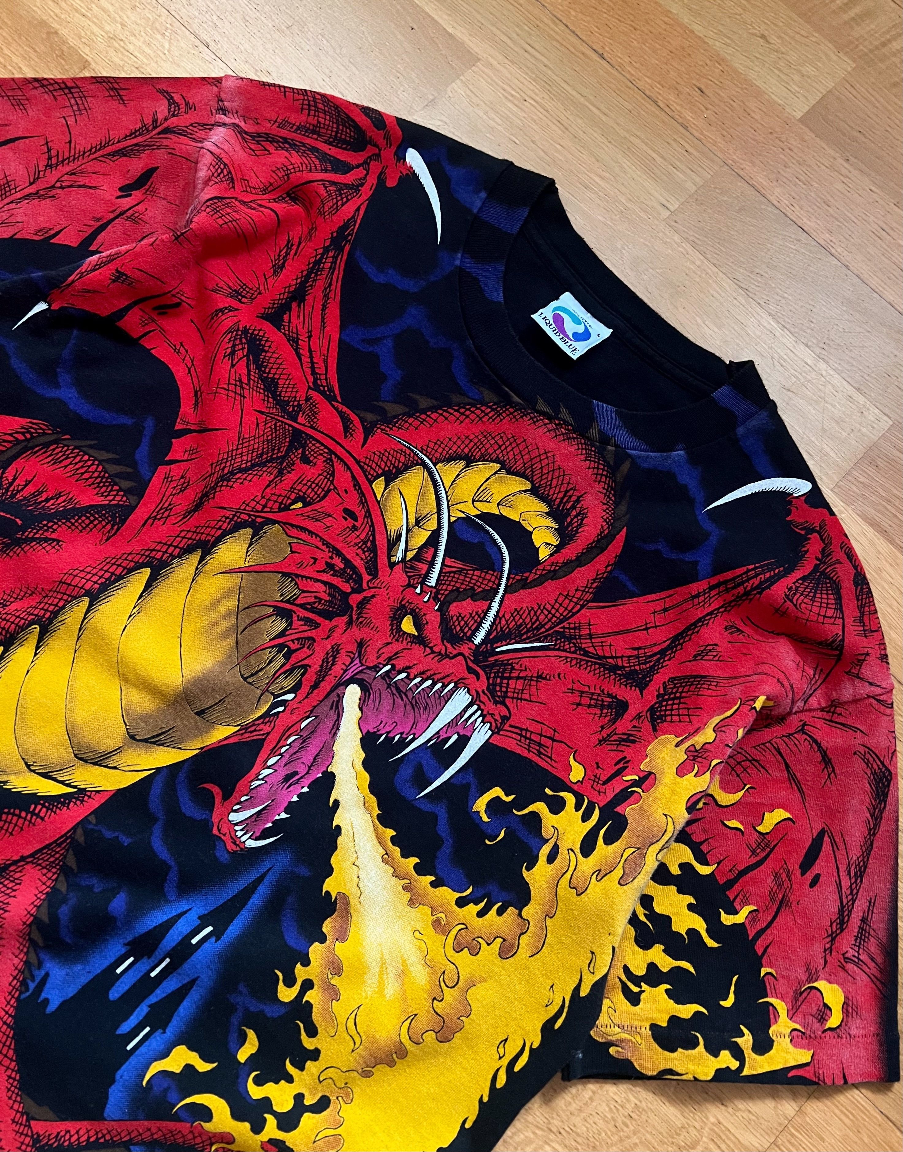 Band Tees 90s Vintage 1993 Liquid Blue Dragon Knight AOP T-Shirt Size US L / EU 52-54 / 3 - 7 Thumbnail
