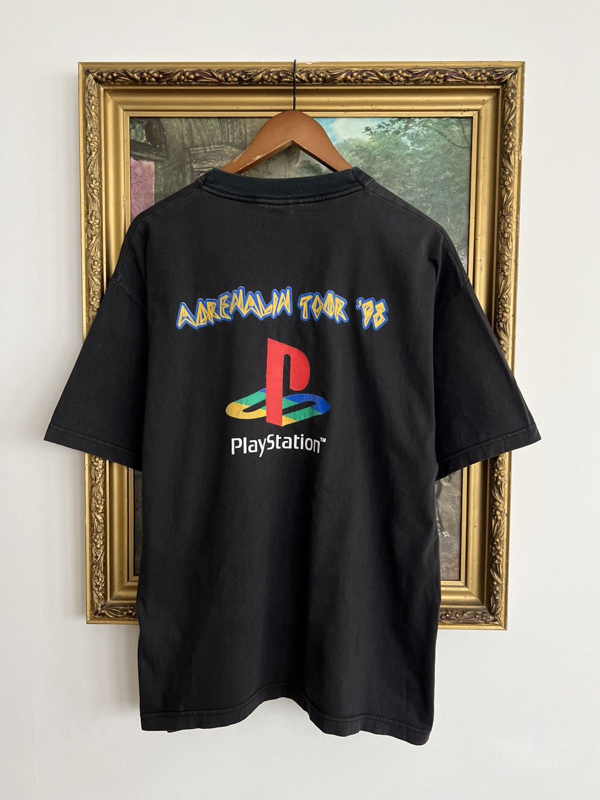 Playstation Vintage 1998 Playstation Adrenalin Tour Promo Black Tee Size US XL / EU 56 / 4 - 1 Thumbnail