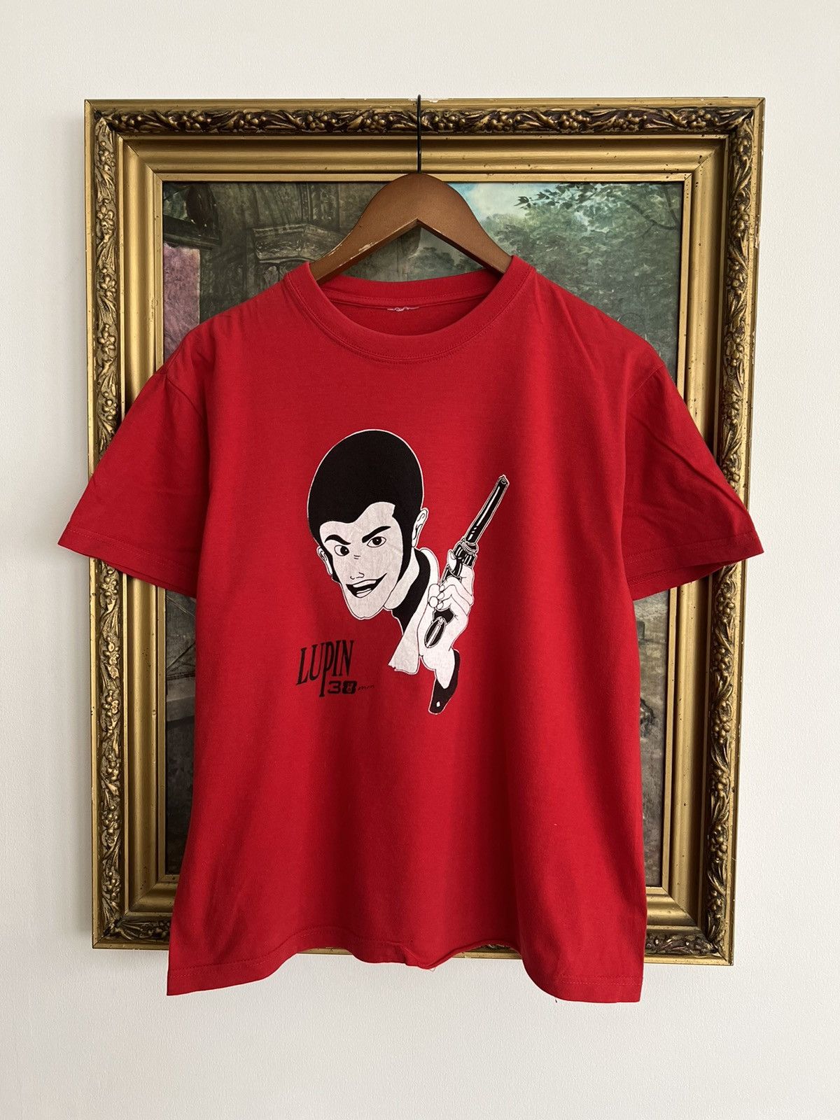 Anime Vintage 2000s Lupin 38mm Red Tee Size US M / EU 48-50 / 2 - 1 Thumbnail