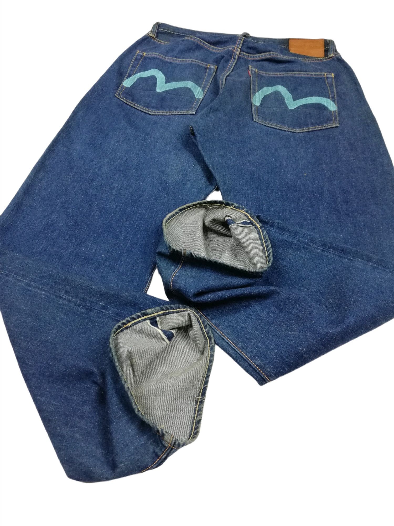 Evisu × Japanese Brand 🔥Evisu SS 2001 Seagull Paint Button Fly Denim Jeans Size US 32 / EU 48 - 14 Thumbnail