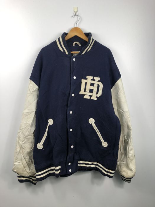 Vintage Vintage Double Hard Genuine Leather Varsity Jacket Oversized Grailed