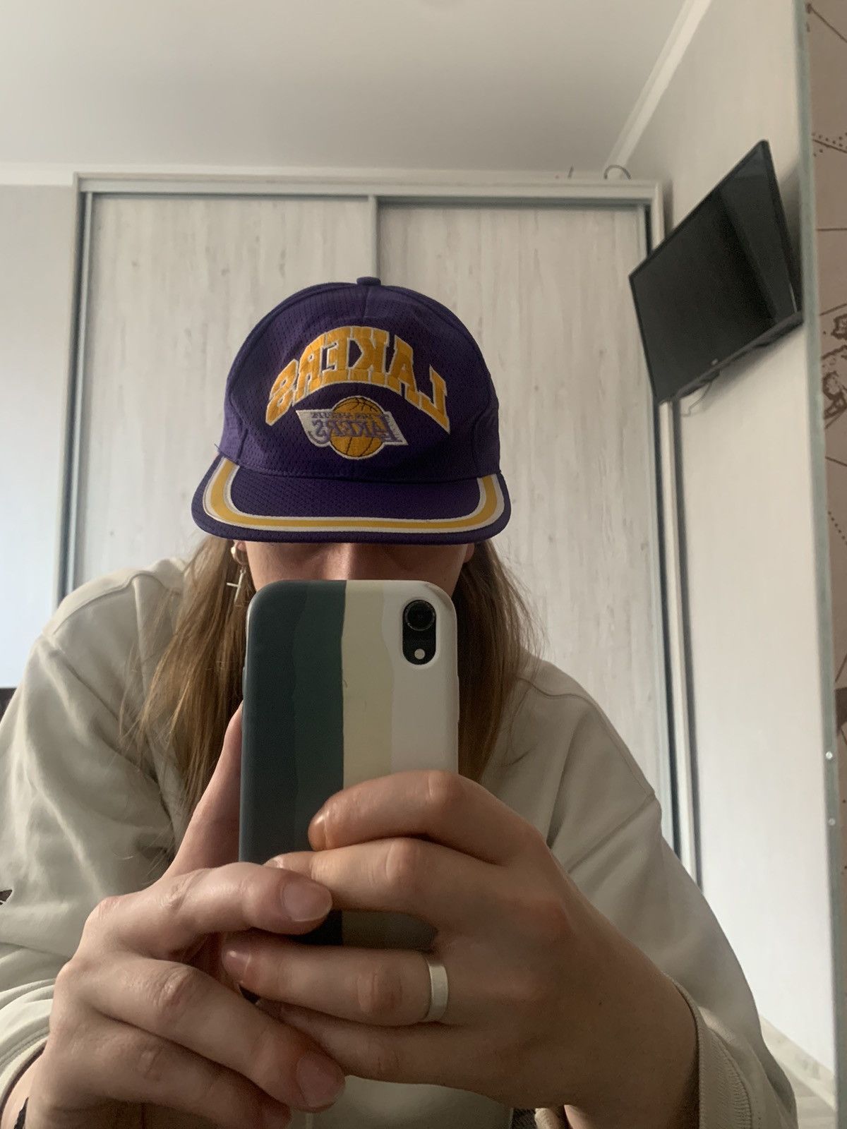 NBA Vintage Lakers Drew Person Motion Snap Back Hat Size ONE SIZE - 2 Thumbnail