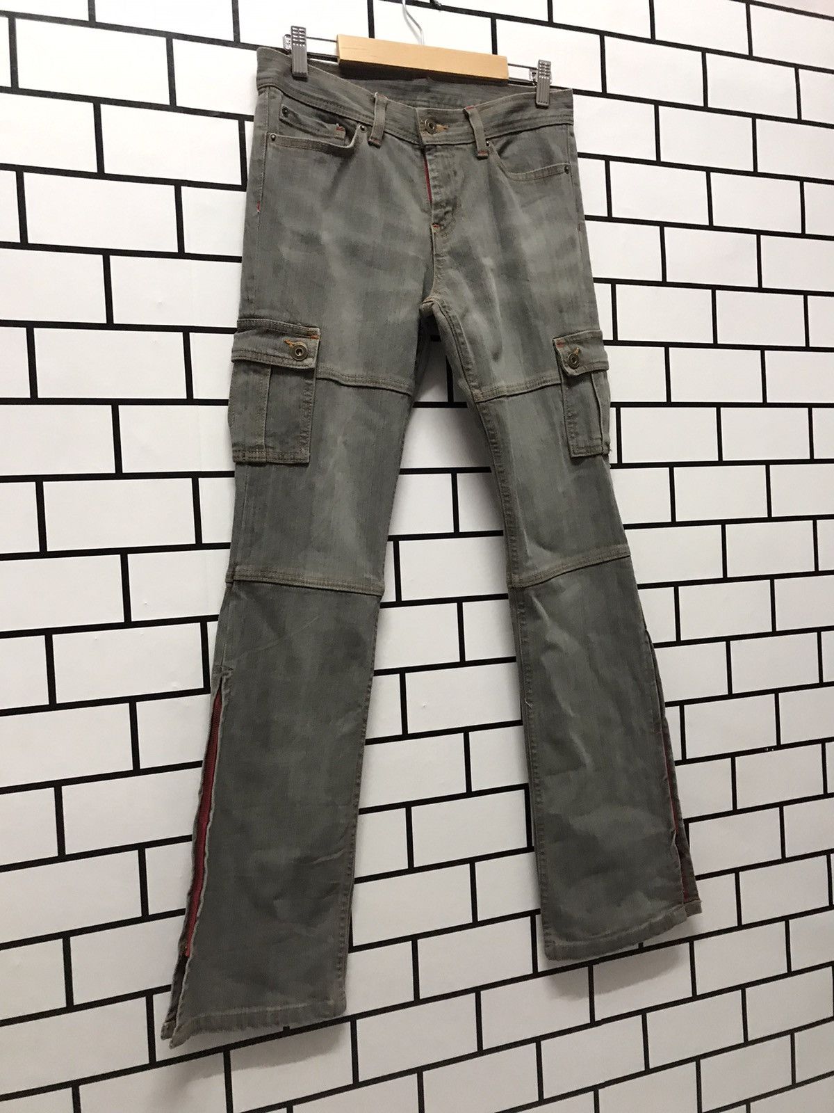 Designer × Japanese Brand Re Claimed Japan Cargo Denim Flare Pants Zipper Ankle Size US 29 - 2 Thumbnail