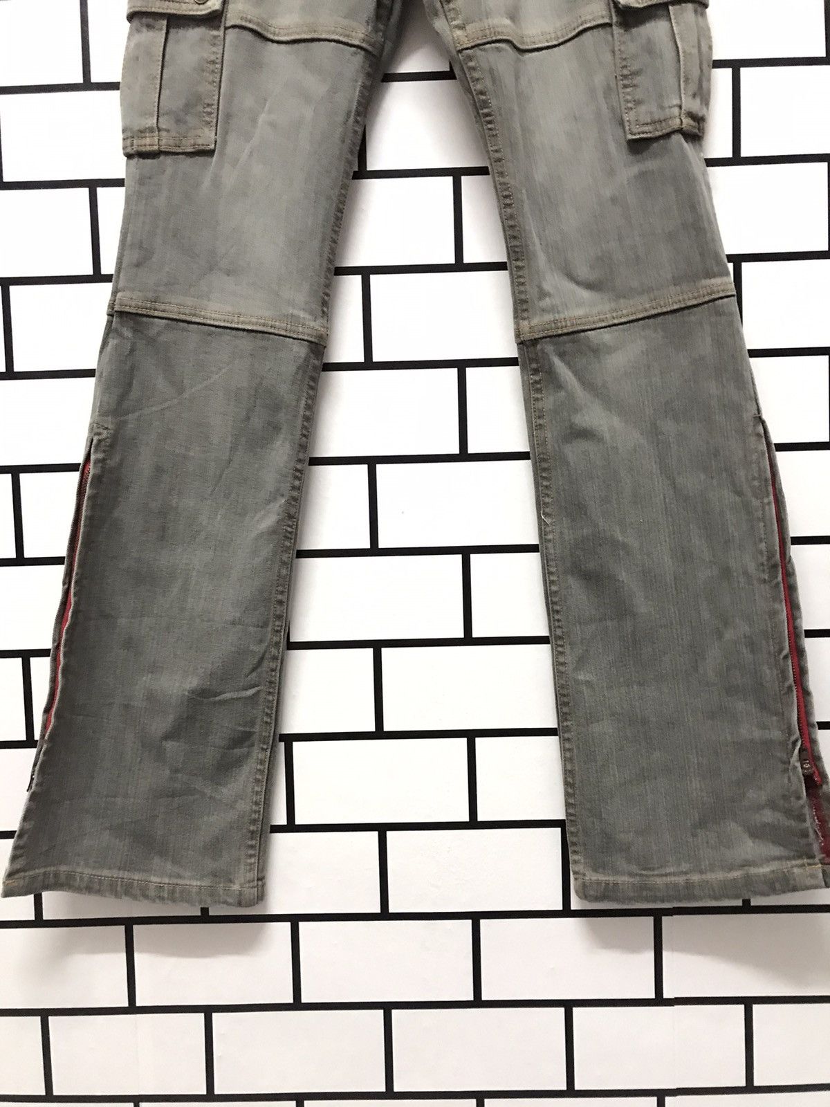 Designer × Japanese Brand Re Claimed Japan Cargo Denim Flare Pants Zipper Ankle Size US 29 - 5 Thumbnail