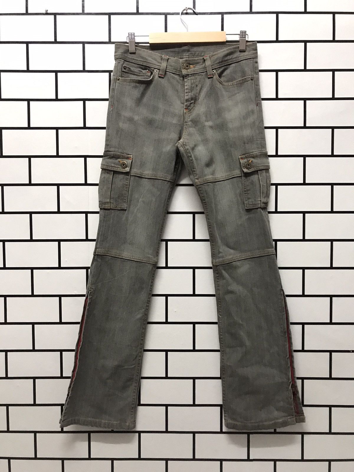 Designer × Japanese Brand Re Claimed Japan Cargo Denim Flare Pants Zipper Ankle Size US 29 - 1 Thumbnail
