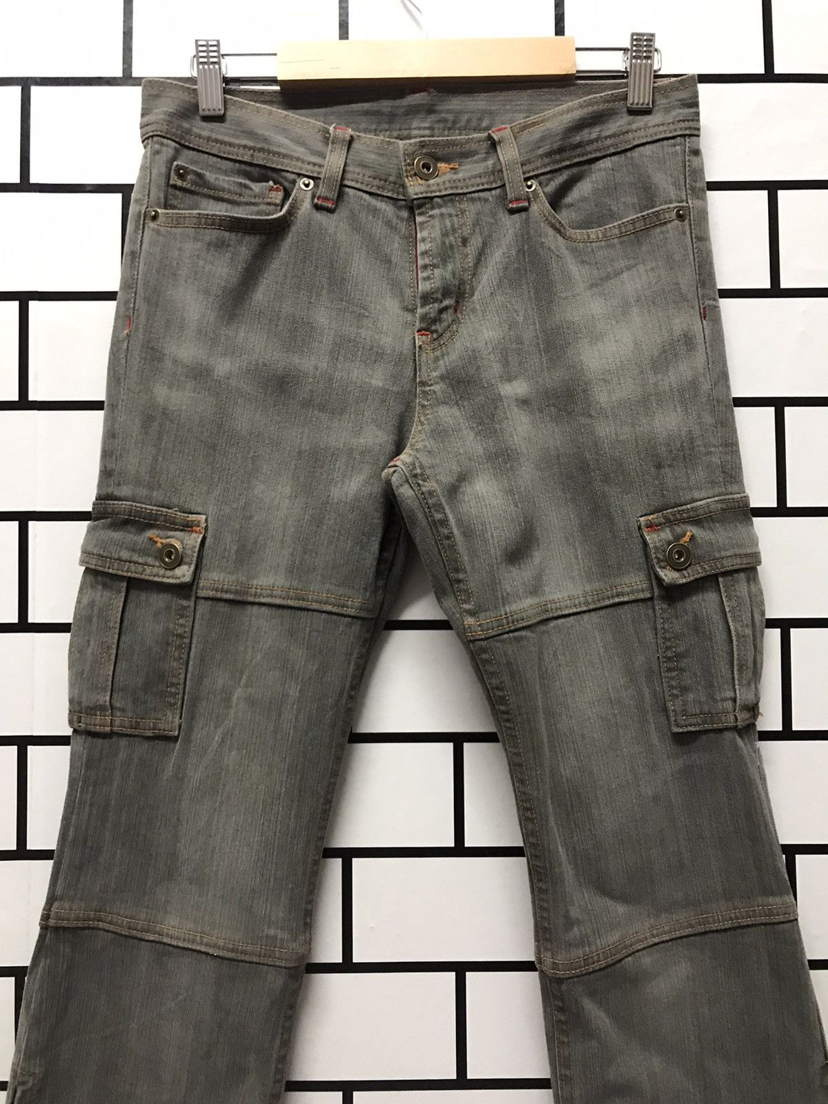 Designer × Japanese Brand Re Claimed Japan Cargo Denim Flare Pants Zipper Ankle Size US 29 - 4 Thumbnail