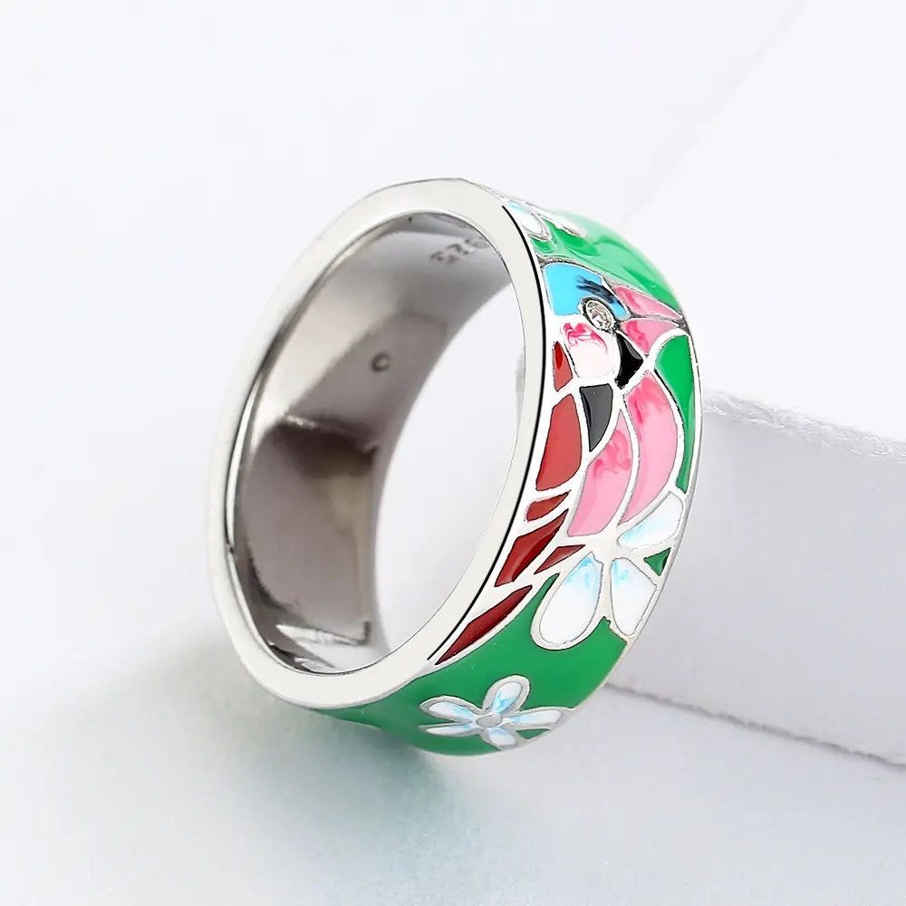 Jewelry Creative Handmade Colorful Enamel Heart Ring Size ONE SIZE - 1 Thumbnail