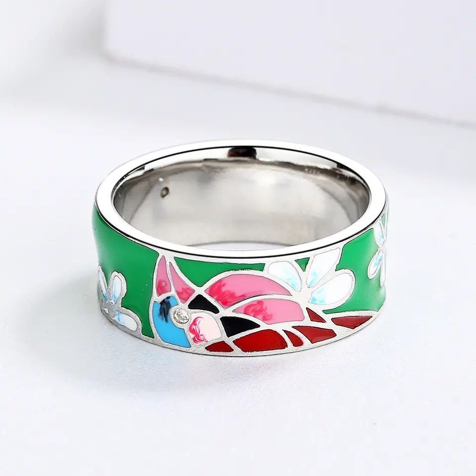 Jewelry Creative Handmade Colorful Enamel Heart Ring Size ONE SIZE - 2 Thumbnail