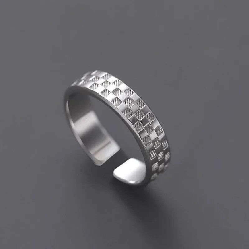 Jewelry Creative Checkerboard Texture Ring Size ONE SIZE - 1 Thumbnail