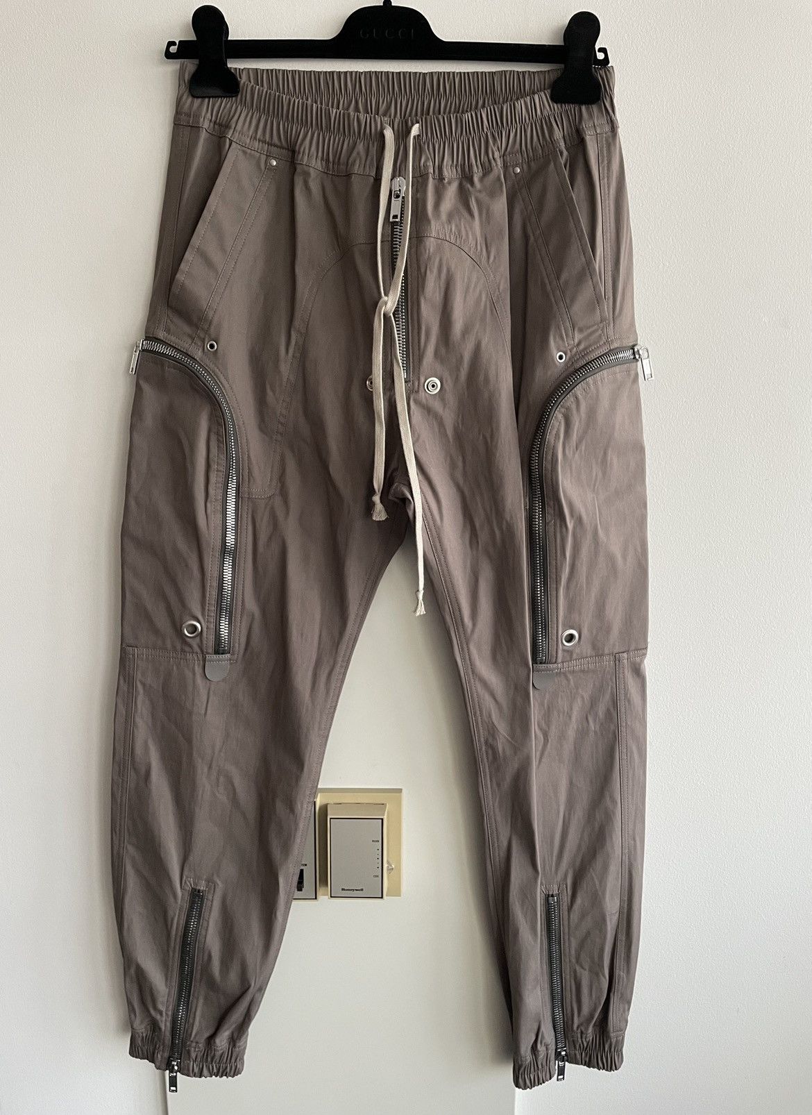 image of Rick Owens $2,500 Value Runway Limited Zip Biker Pant in Kaki, Men's (Size 32)