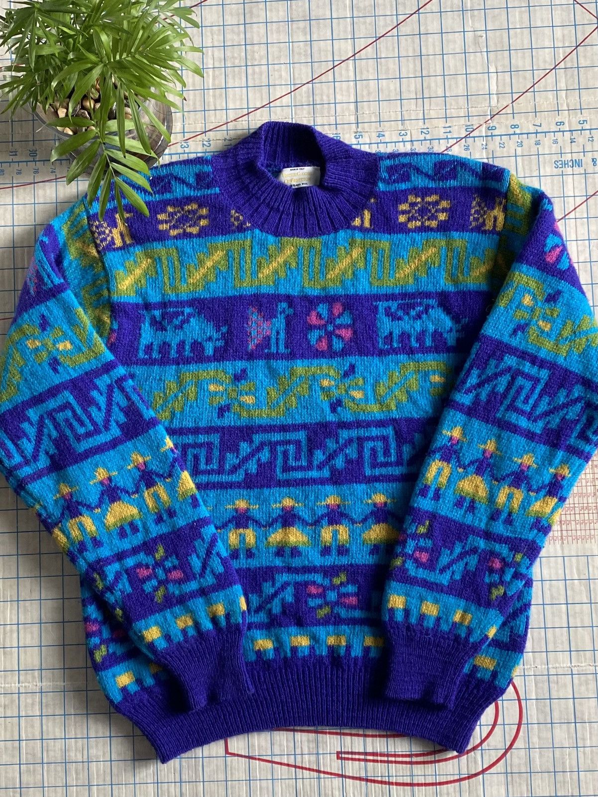 Vintage popular 90s 'Benetton' Fluffy Blue Jumper