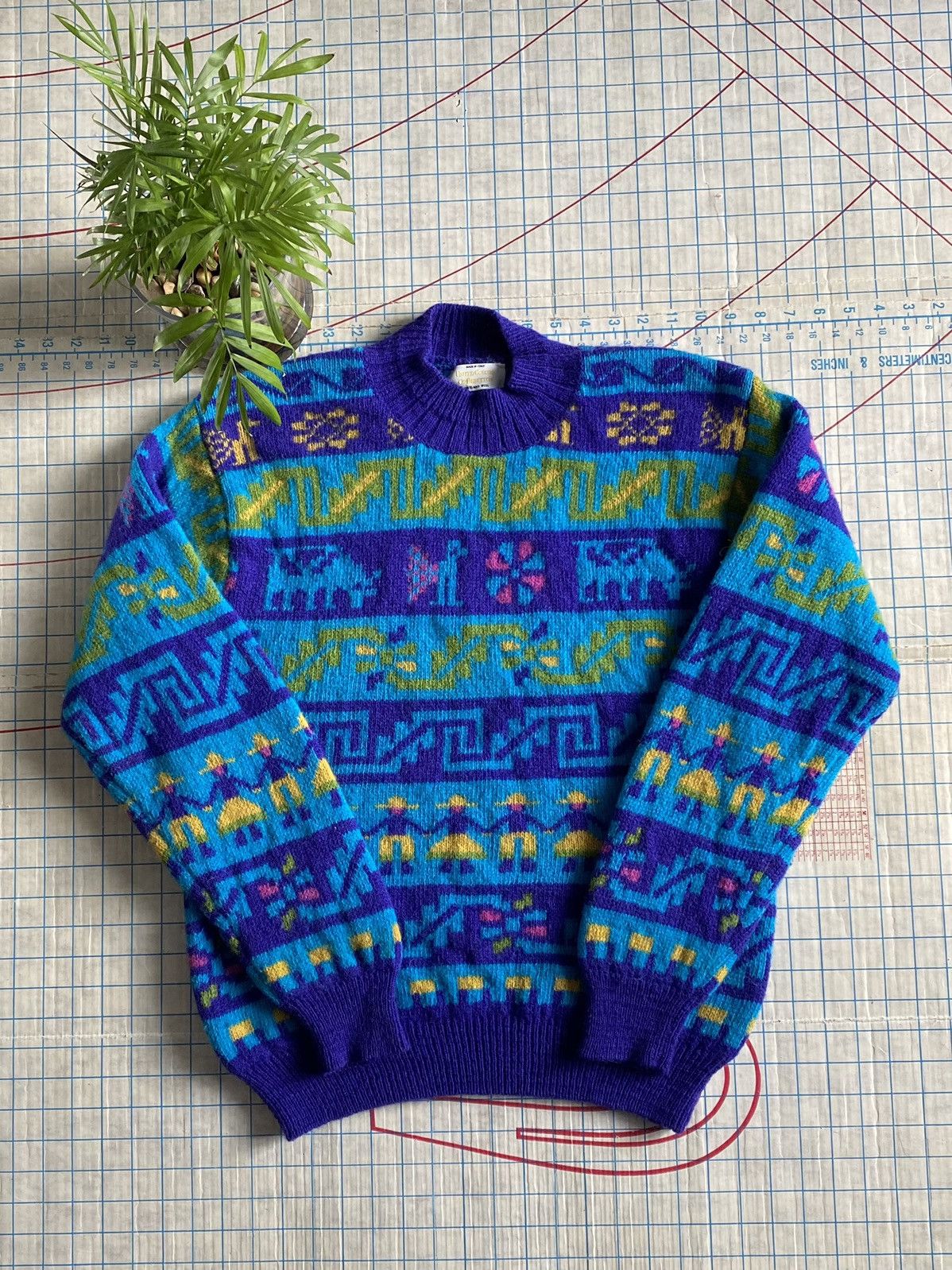 Handknit United Colors Of Benetton Vintage Vintage United Colors Of Benetton Wool Sweater Inca Pattern Grailed
