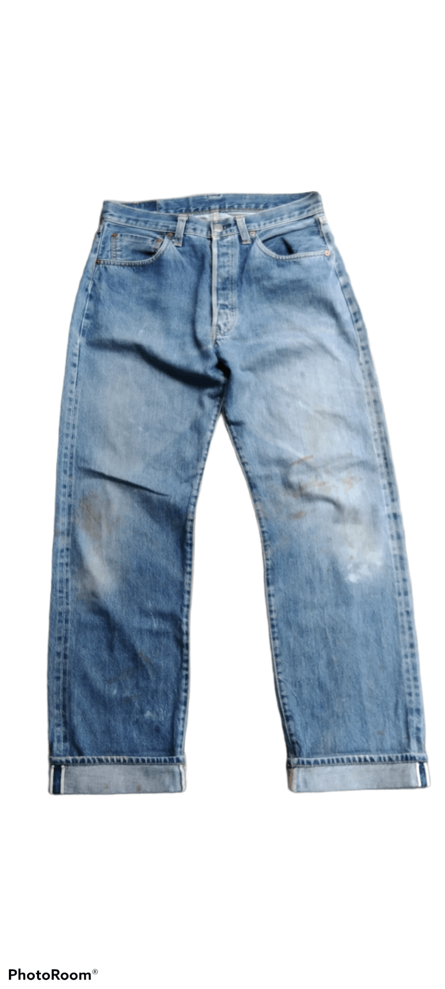 image of Distressed Denim x Levis Vintage Clothing 90's Levis Vintage Lvc 501 Xx Selvedge Distressed in Blue