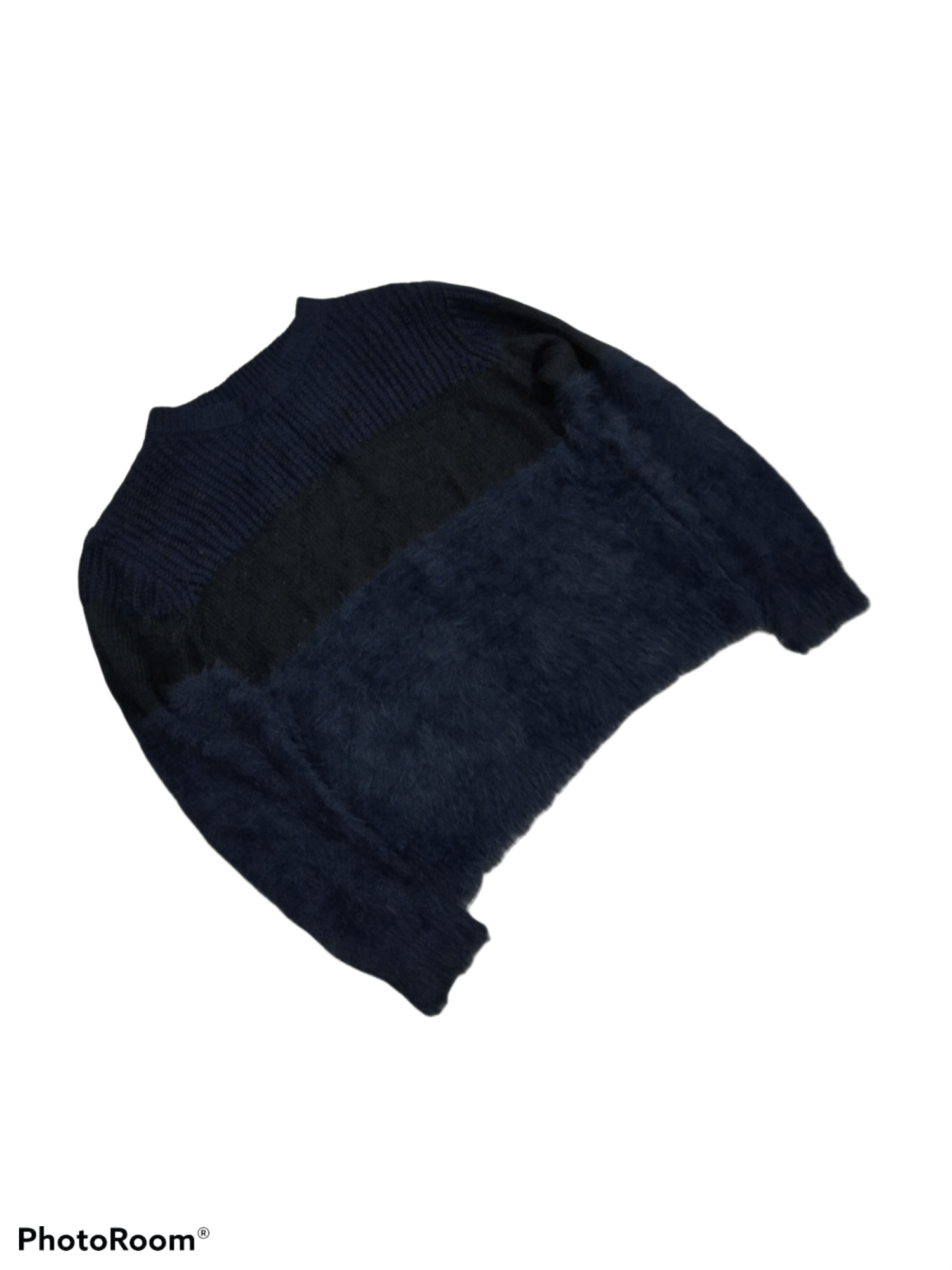 image of Cardigan Mix Blend Vis Color Mohair in Blue Black, Men's (Size Small)
