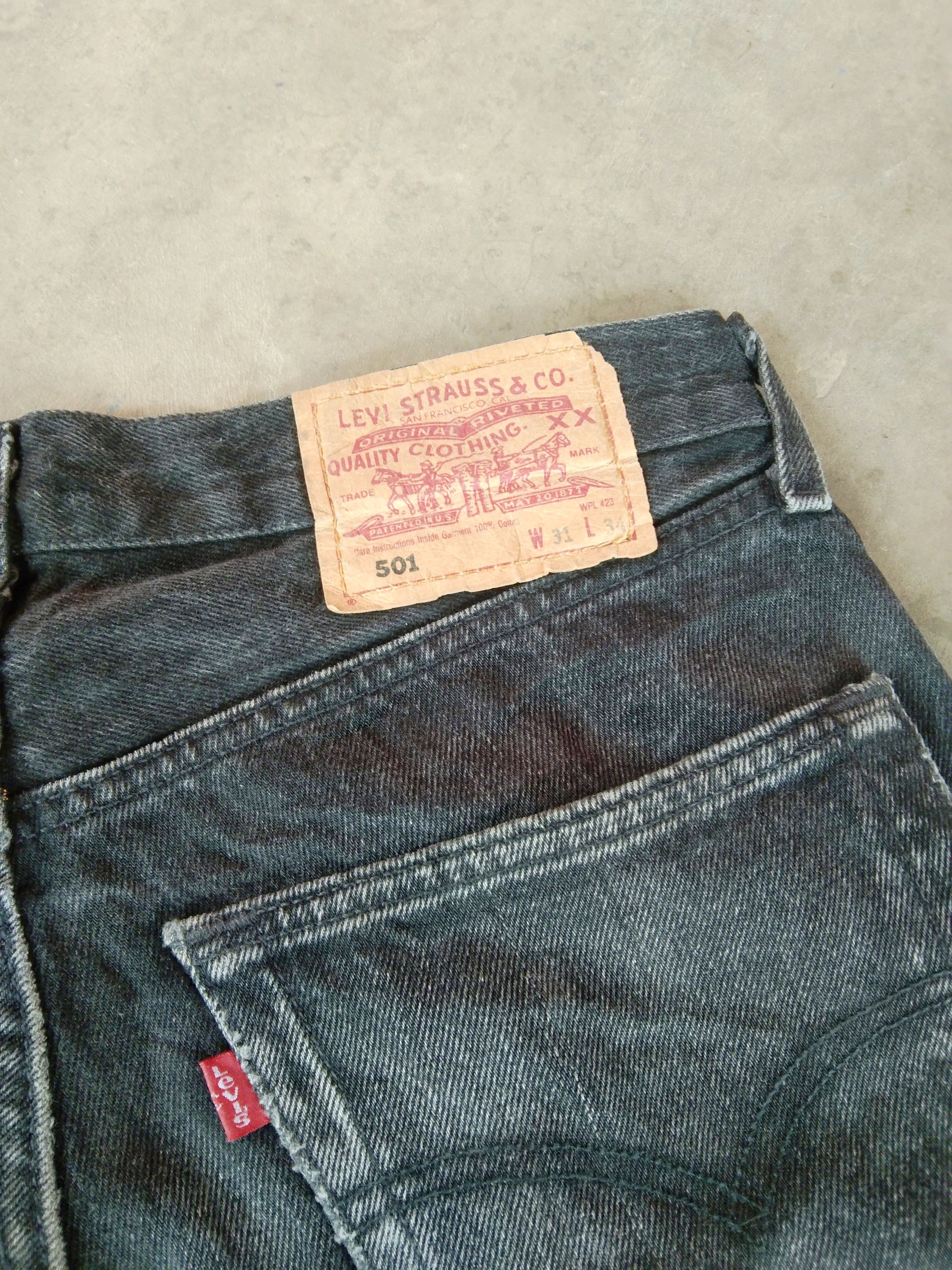 Levi's 90s Vintage Levi's 501 Black Distressed Jeans 31x29 Size US 31 - 4 Thumbnail