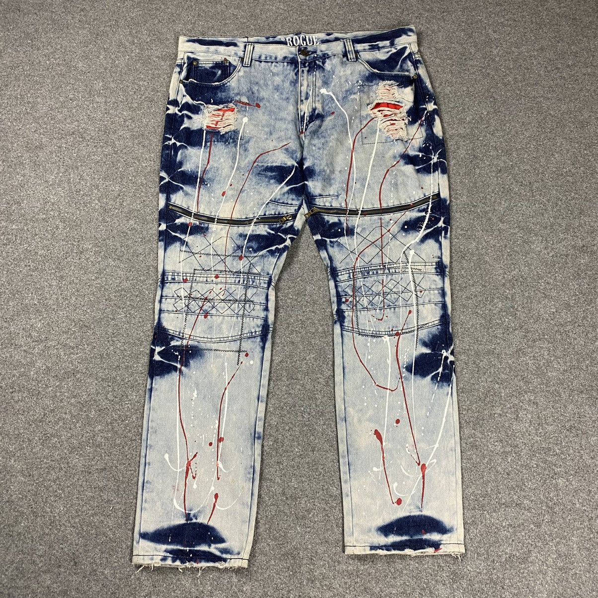 🔥ROGUE🔥Distressed Paint Splash Design Denim Jeans