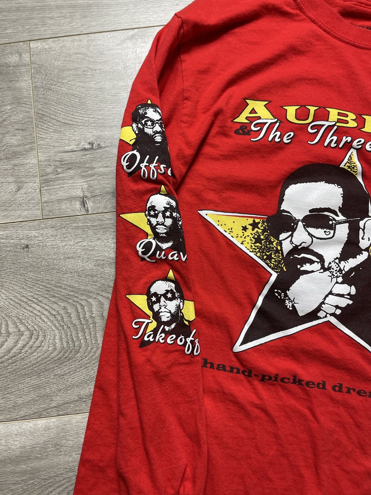 Drake × Rap Tees 2018 Aubrey and The Three Migos Takeoff Red Long Sleeve Size US S / EU 44-46 / 1 - 4 Thumbnail