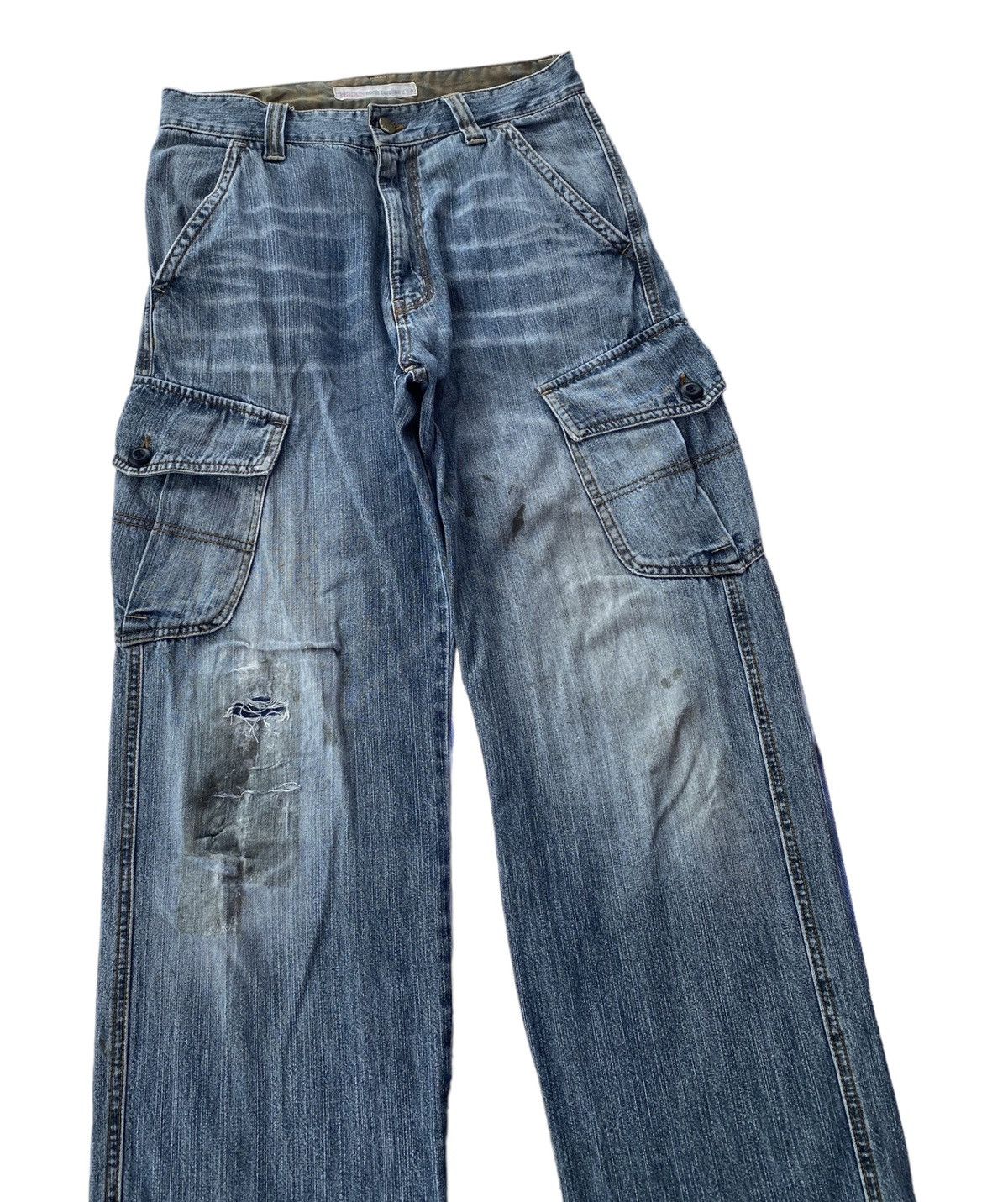 Hanes VINTAGE HANES USA MULTI POCKET DENIM BAGGY CARGO JEANS Size US 30 / EU 46 - 7 Thumbnail