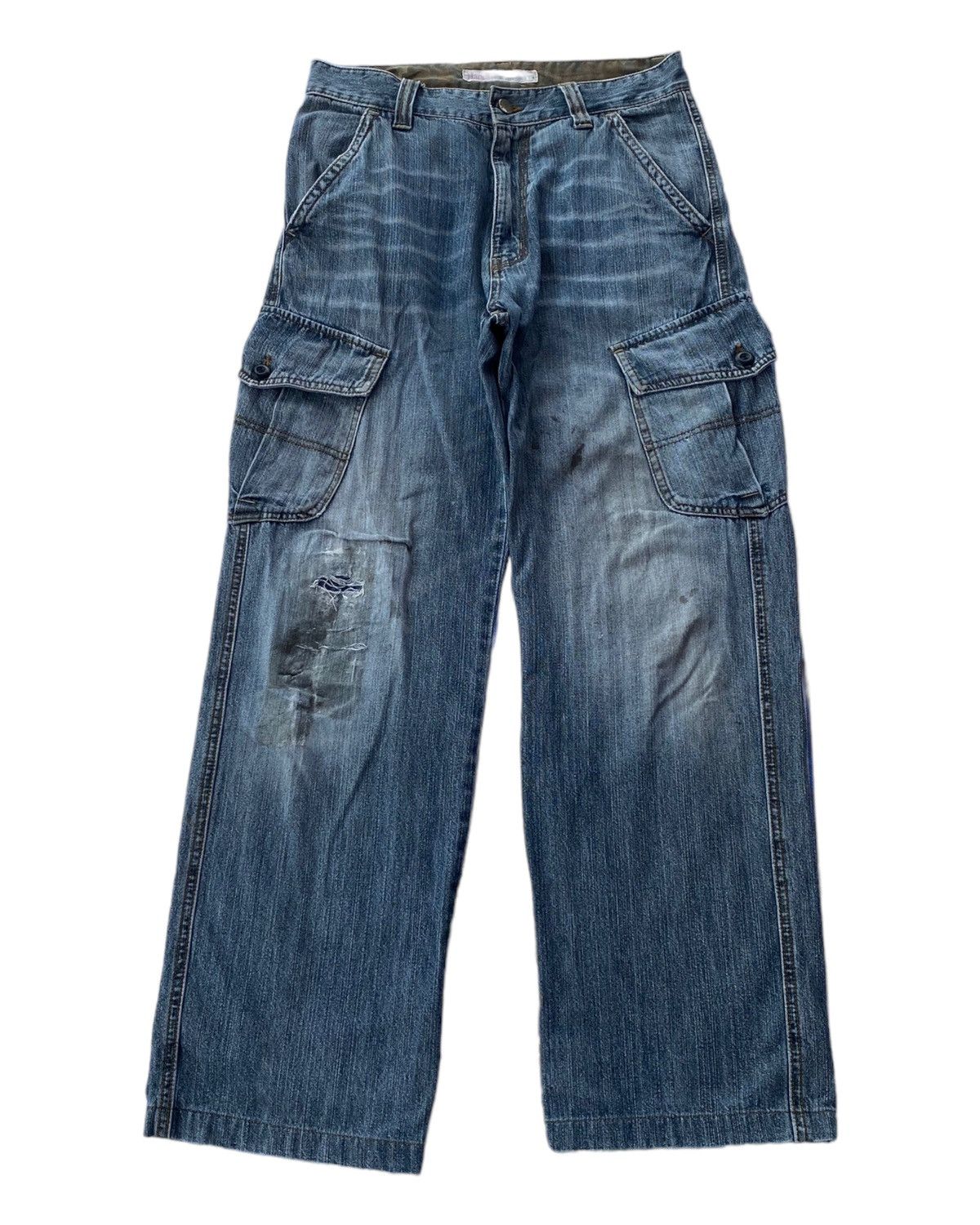 Hanes VINTAGE HANES USA MULTI POCKET DENIM BAGGY CARGO JEANS Size US 30 / EU 46 - 1 Thumbnail