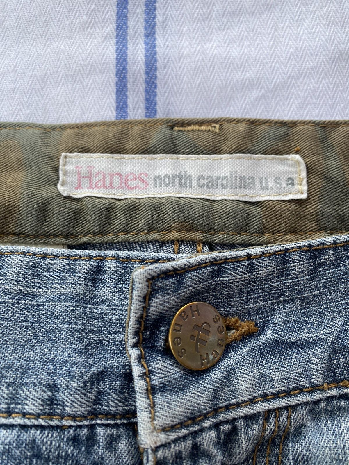 Hanes VINTAGE HANES USA MULTI POCKET DENIM BAGGY CARGO JEANS Size US 30 / EU 46 - 10 Thumbnail