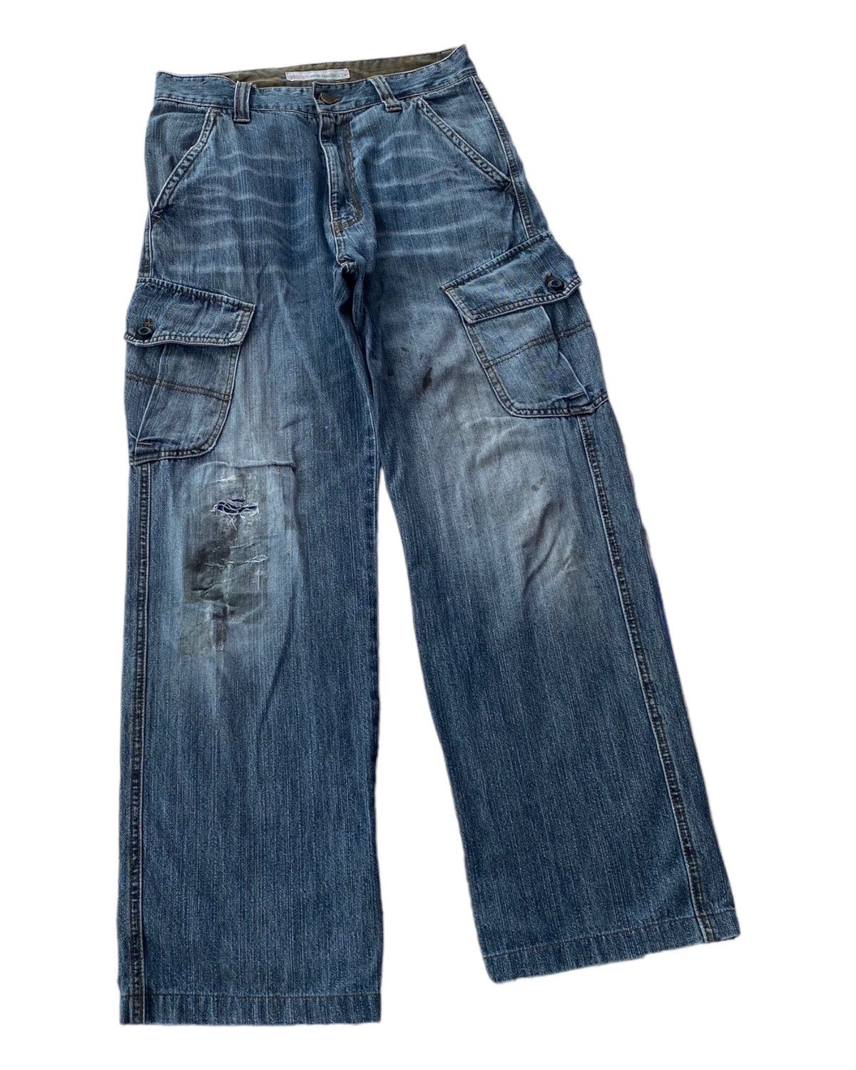 Hanes VINTAGE HANES USA MULTI POCKET DENIM BAGGY CARGO JEANS Size US 30 / EU 46 - 5 Thumbnail