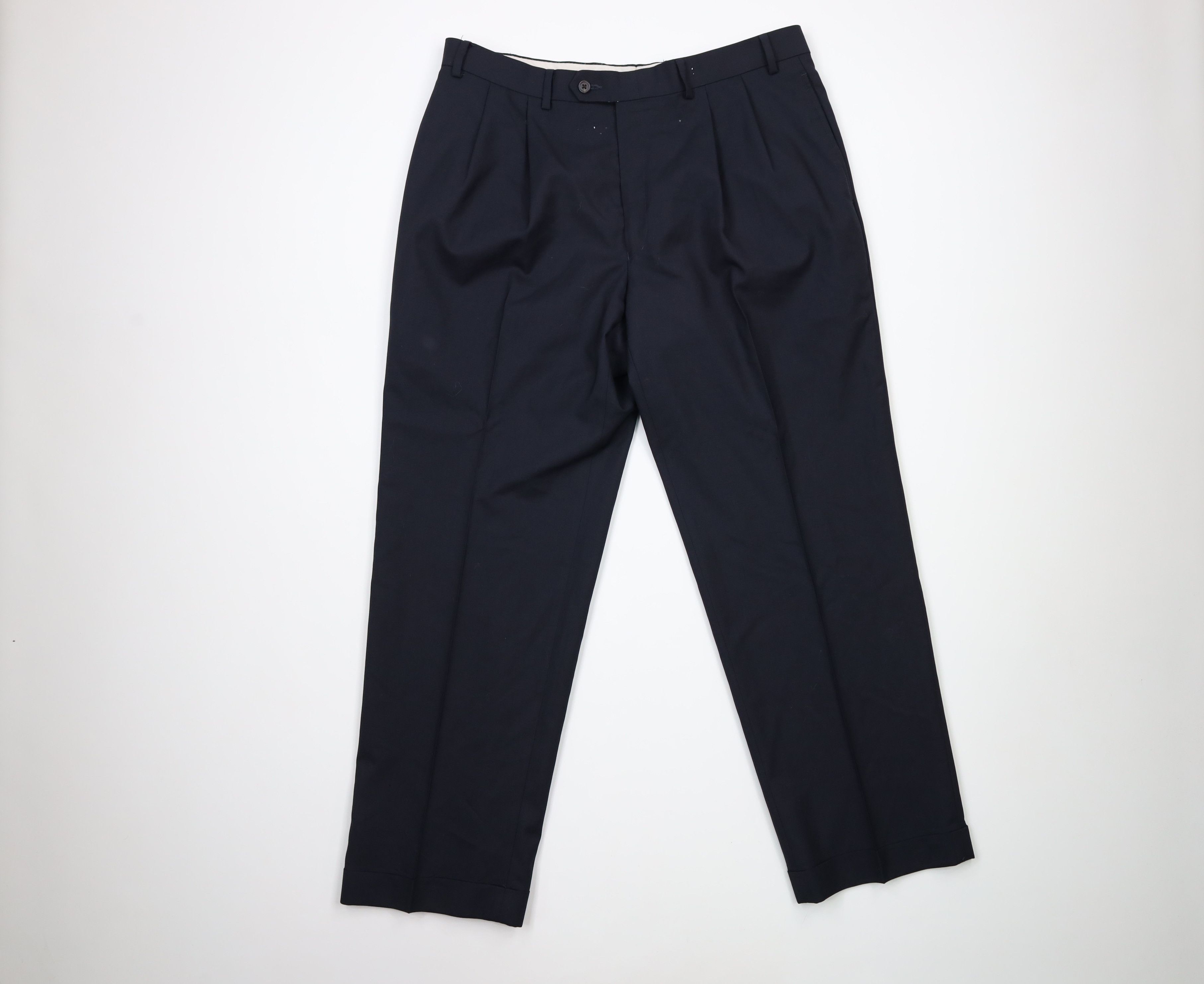 Ralph Lauren × Vintage Vintage Ralph Lauren Pleated Cuffed Wide Leg Wool Pants Size 36 - 1 Thumbnail
