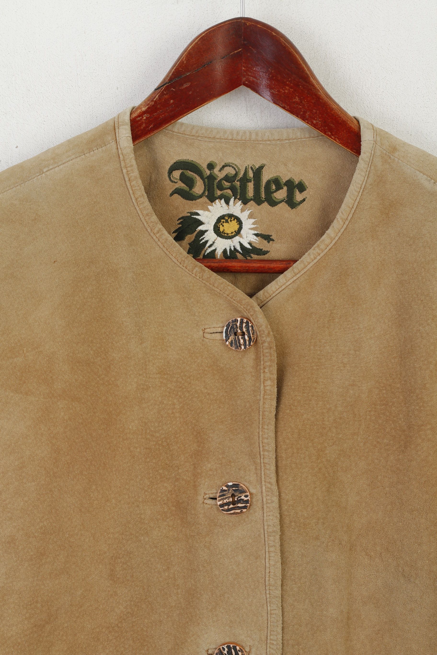 Vintage Distler Women 36 S Jacket Beige Leather Suede Tyrol 3704 Size S / US 4 / IT 40 - 3 Thumbnail