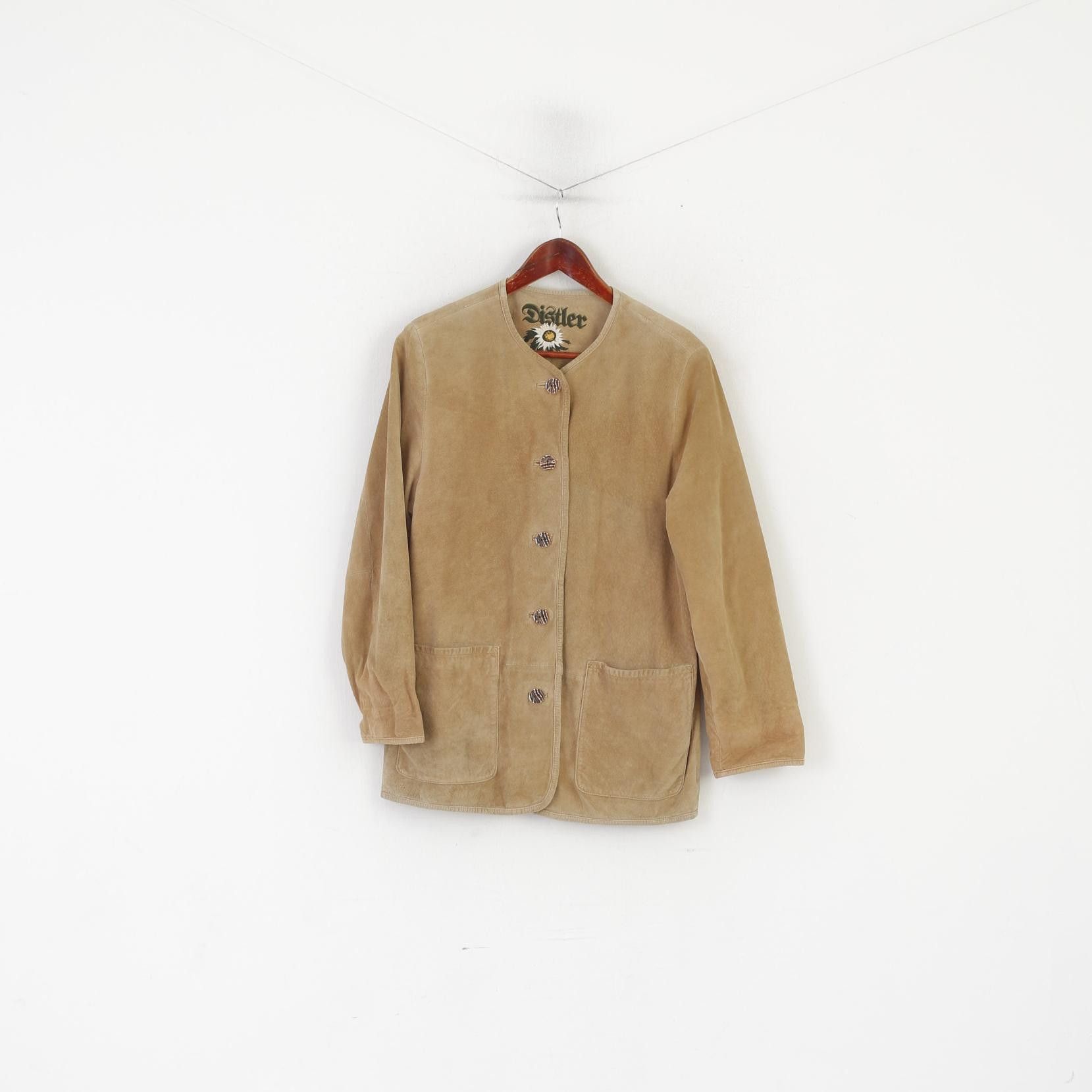 Vintage Distler Women 36 S Jacket Beige Leather Suede Tyrol 3704 Size S / US 4 / IT 40 - 2 Thumbnail