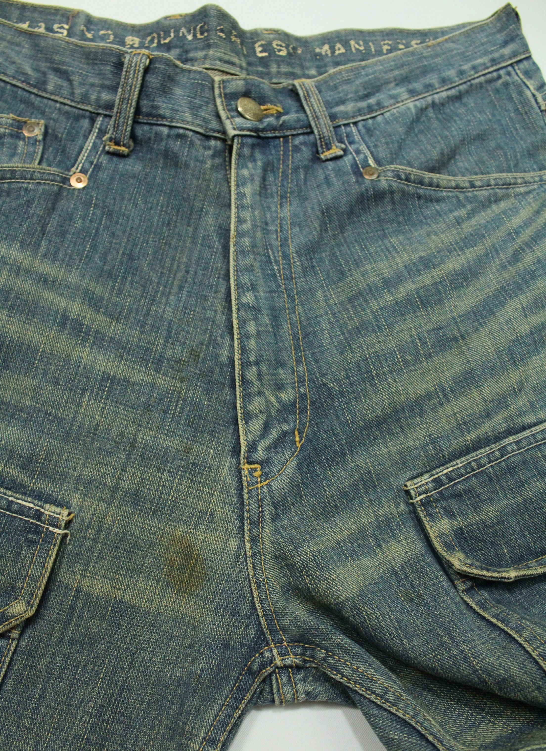 If Six Was Nine Rusty Pleated Denim Distressed Stain MANIFEST Denim Japan Size US 33 - 15 Thumbnail