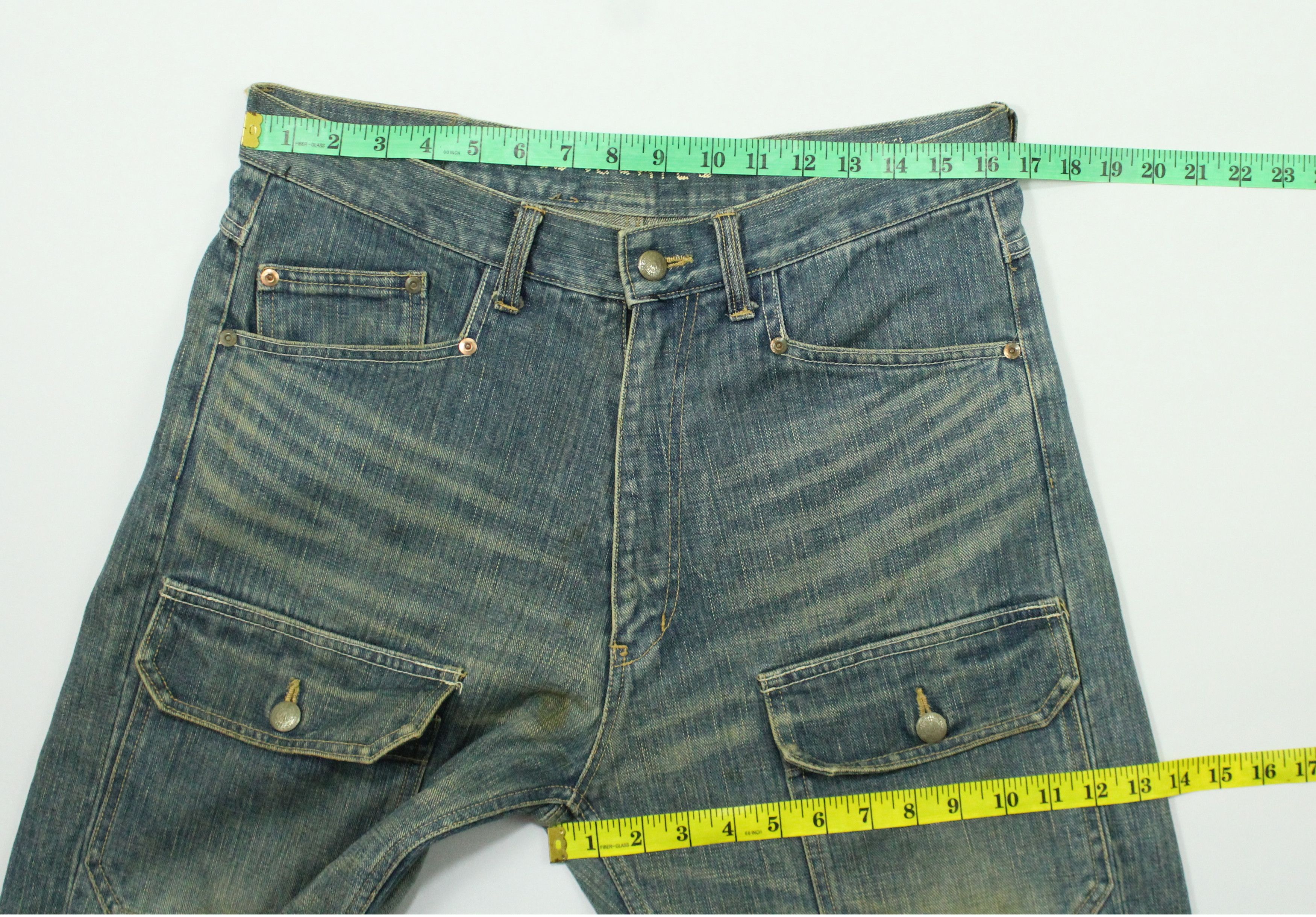 If Six Was Nine Rusty Pleated Denim Distressed Stain MANIFEST Denim Japan Size US 33 - 22 Thumbnail
