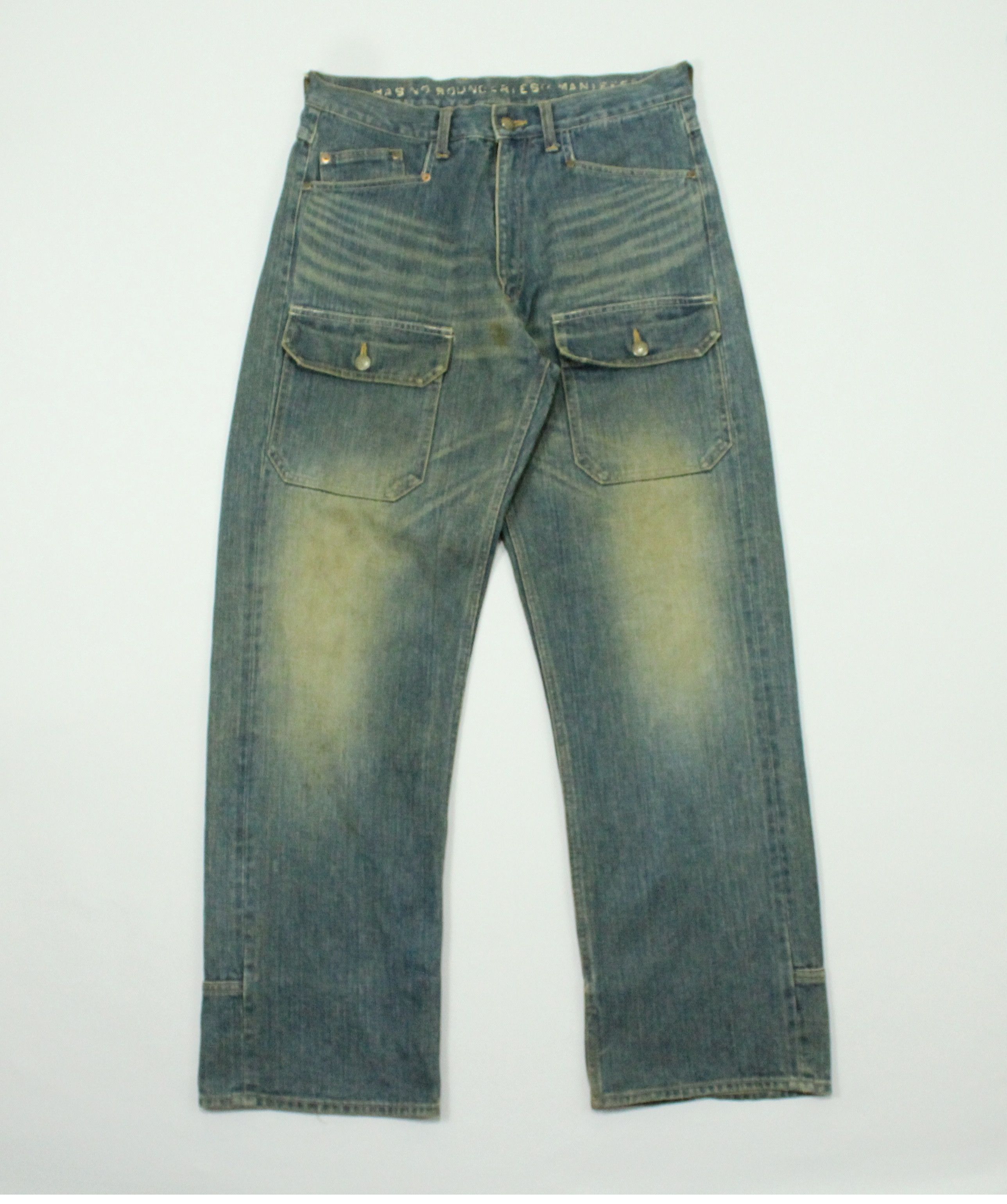 If Six Was Nine Rusty Pleated Denim Distressed Stain MANIFEST Denim Japan Size US 33 - 2 Thumbnail