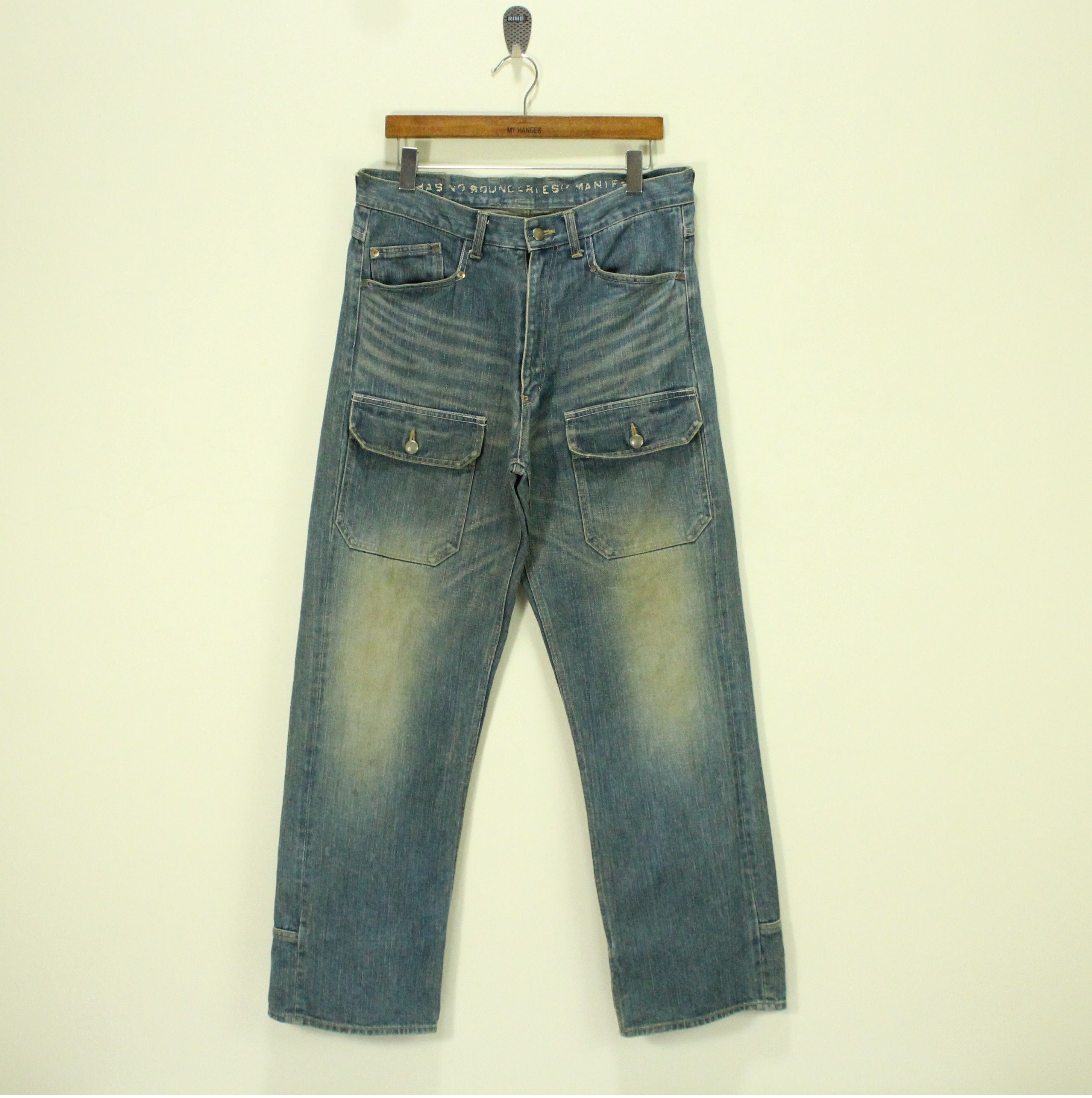 If Six Was Nine Rusty Pleated Denim Distressed Stain MANIFEST Denim Japan Size US 33 - 3 Thumbnail